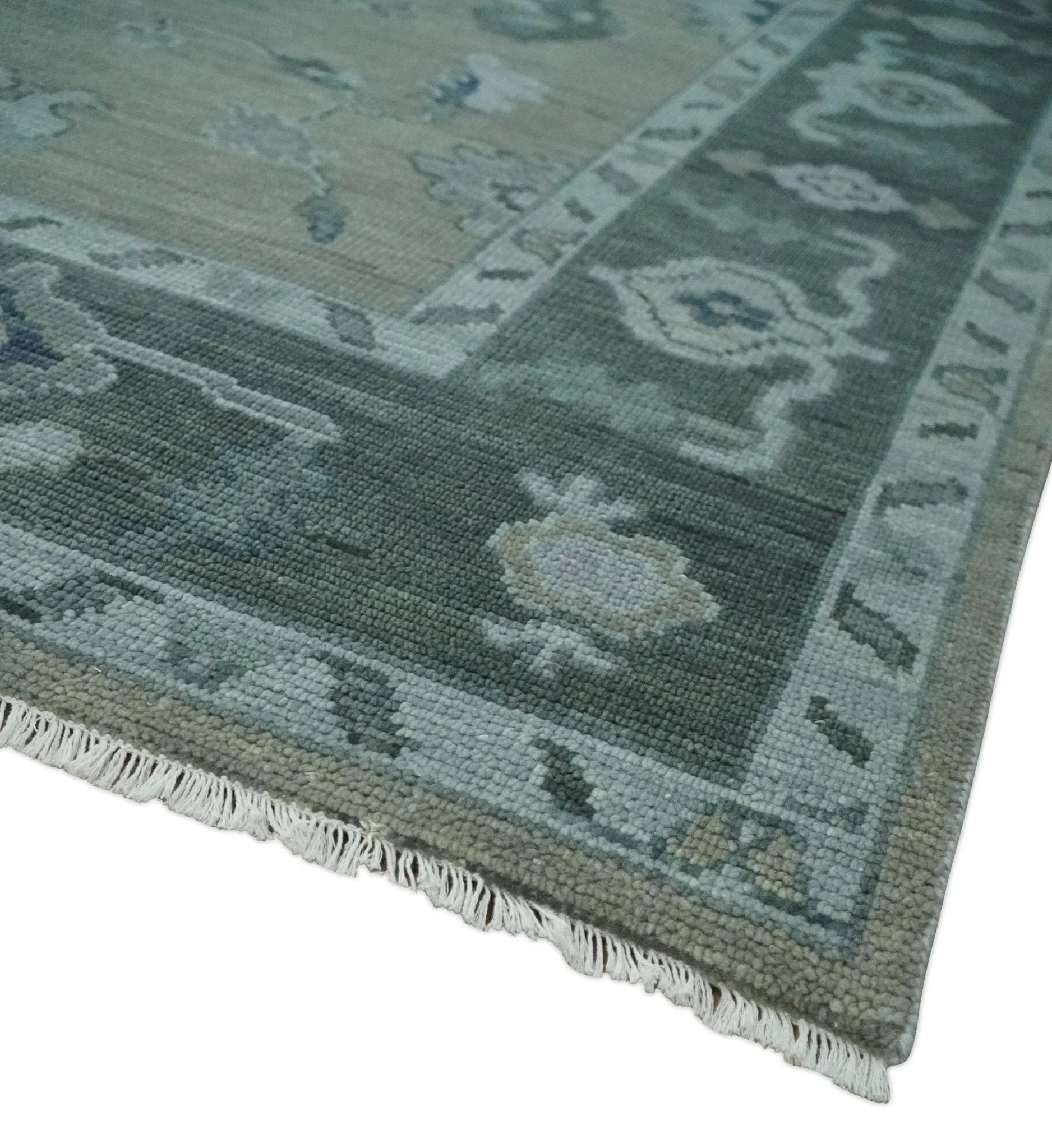 Custom Made Antique look Gray, Charcoal and silver Oriental Oushak wool Area Rug - The Mayfair Hall