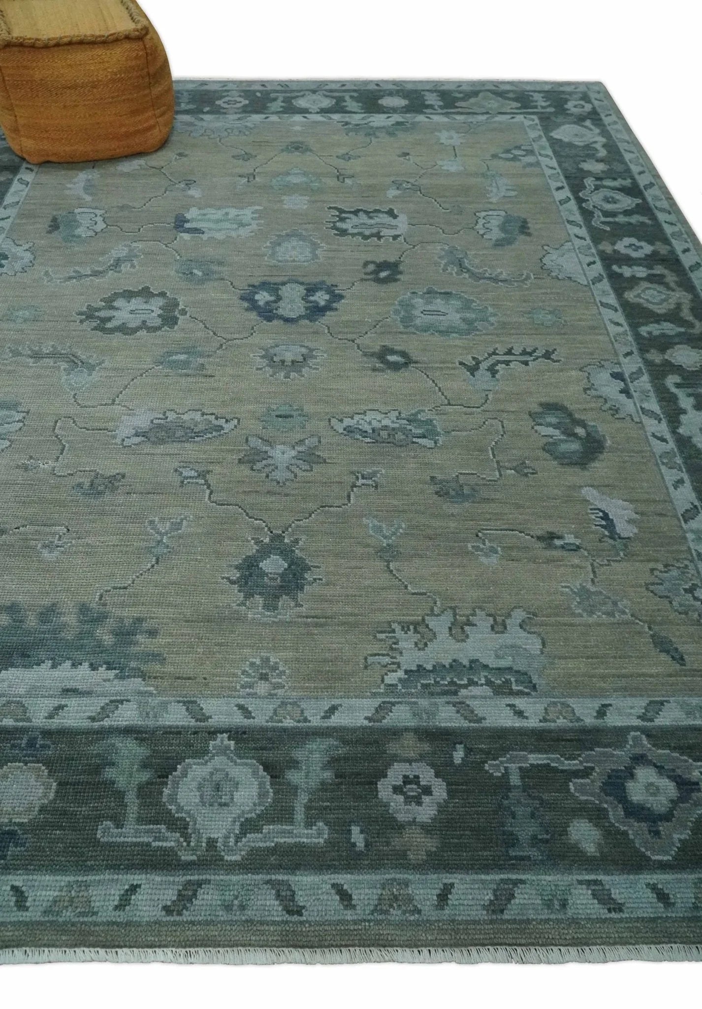 Custom Made Antique look Gray, Charcoal and silver Oriental Oushak wool Area Rug - The Mayfair Hall