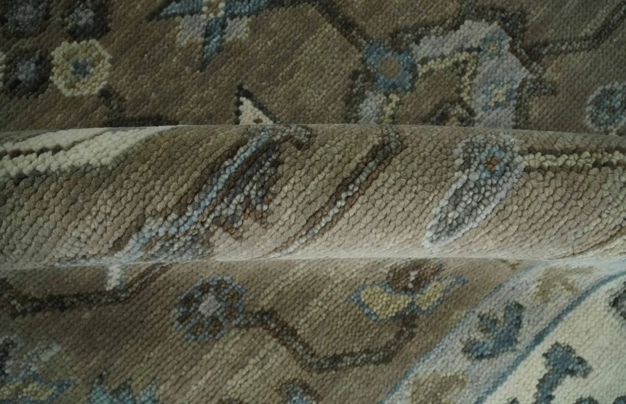 Custom Made Antique look Hand Knotted Beige, Ivory and Silver Oriental Oushak Multi Size Traditional Wool Area Rug - The Rug Decor