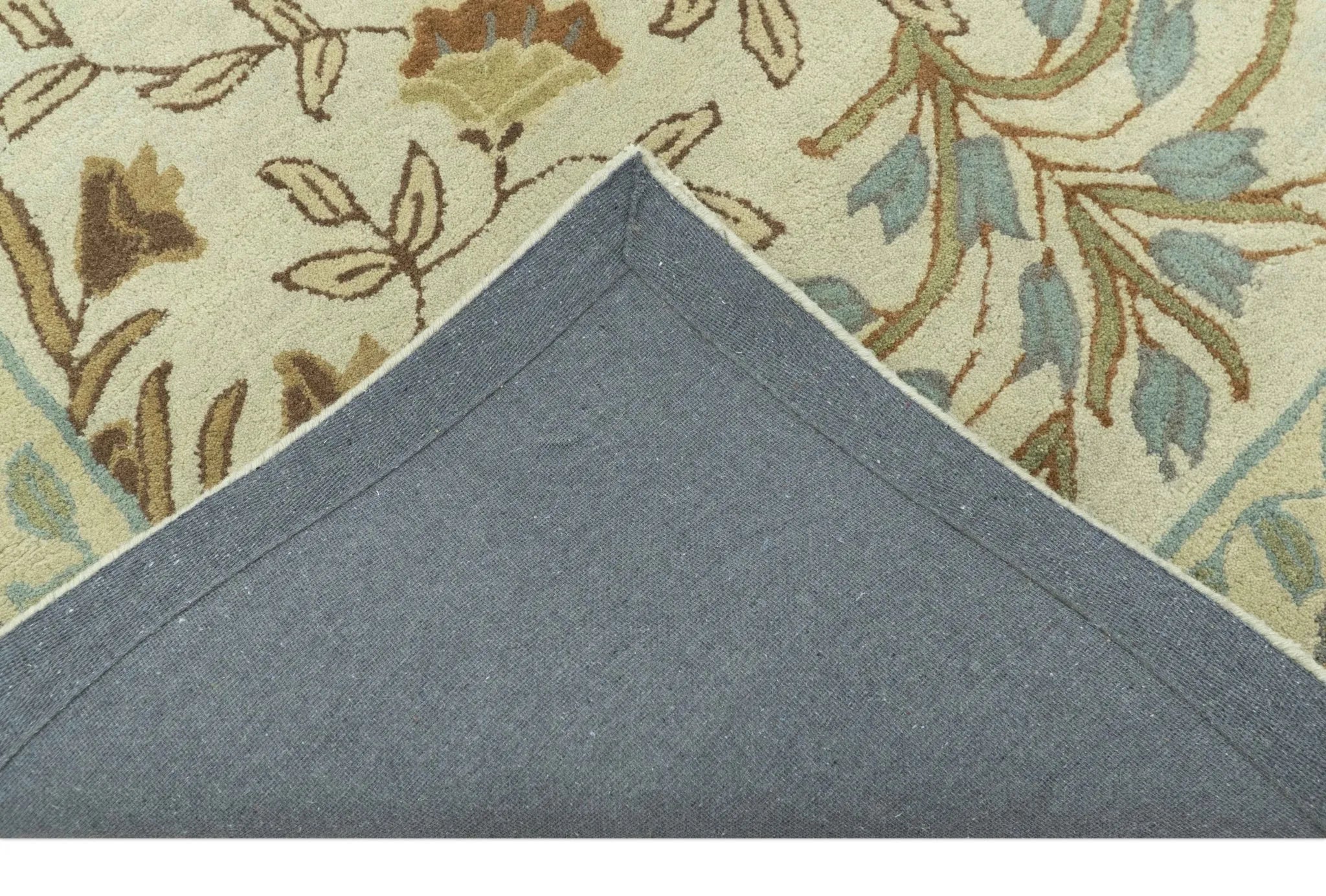 Custom Made Beige And Brown Traditional Floral Design Hand Tufted Wool Area Rug - The Mayfair Hall