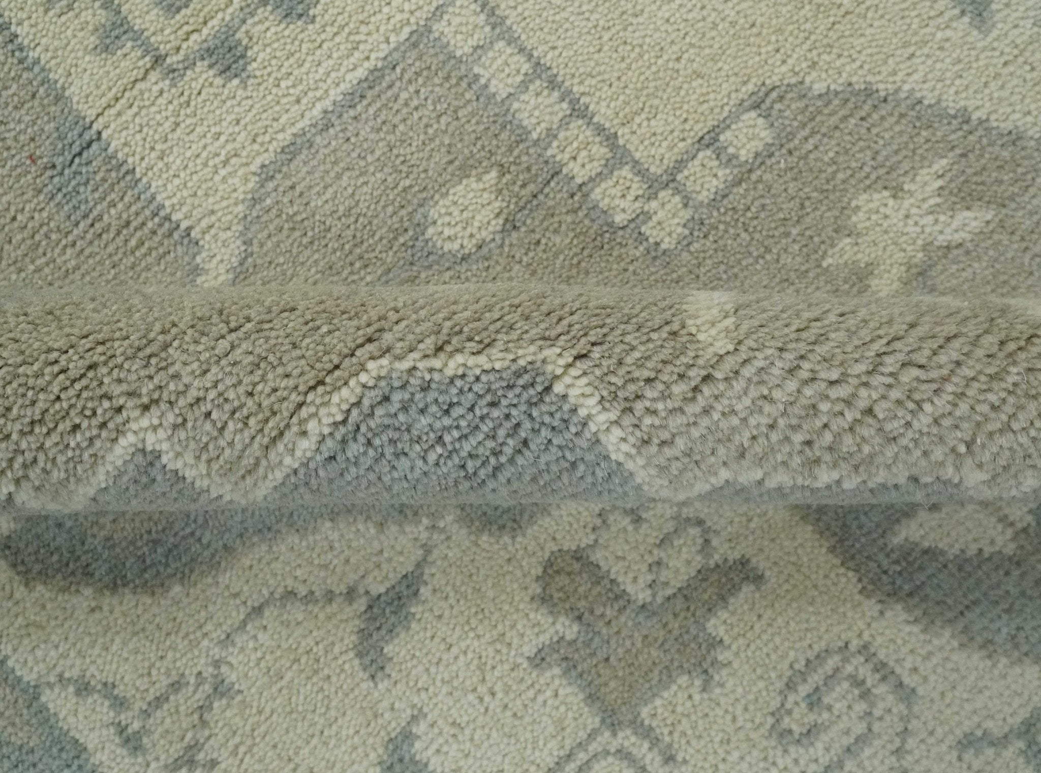 Custom Made Beige and Charcoal Traditional Heriz Medallion Hand Knotted wool Area Rug - The Rug Decor