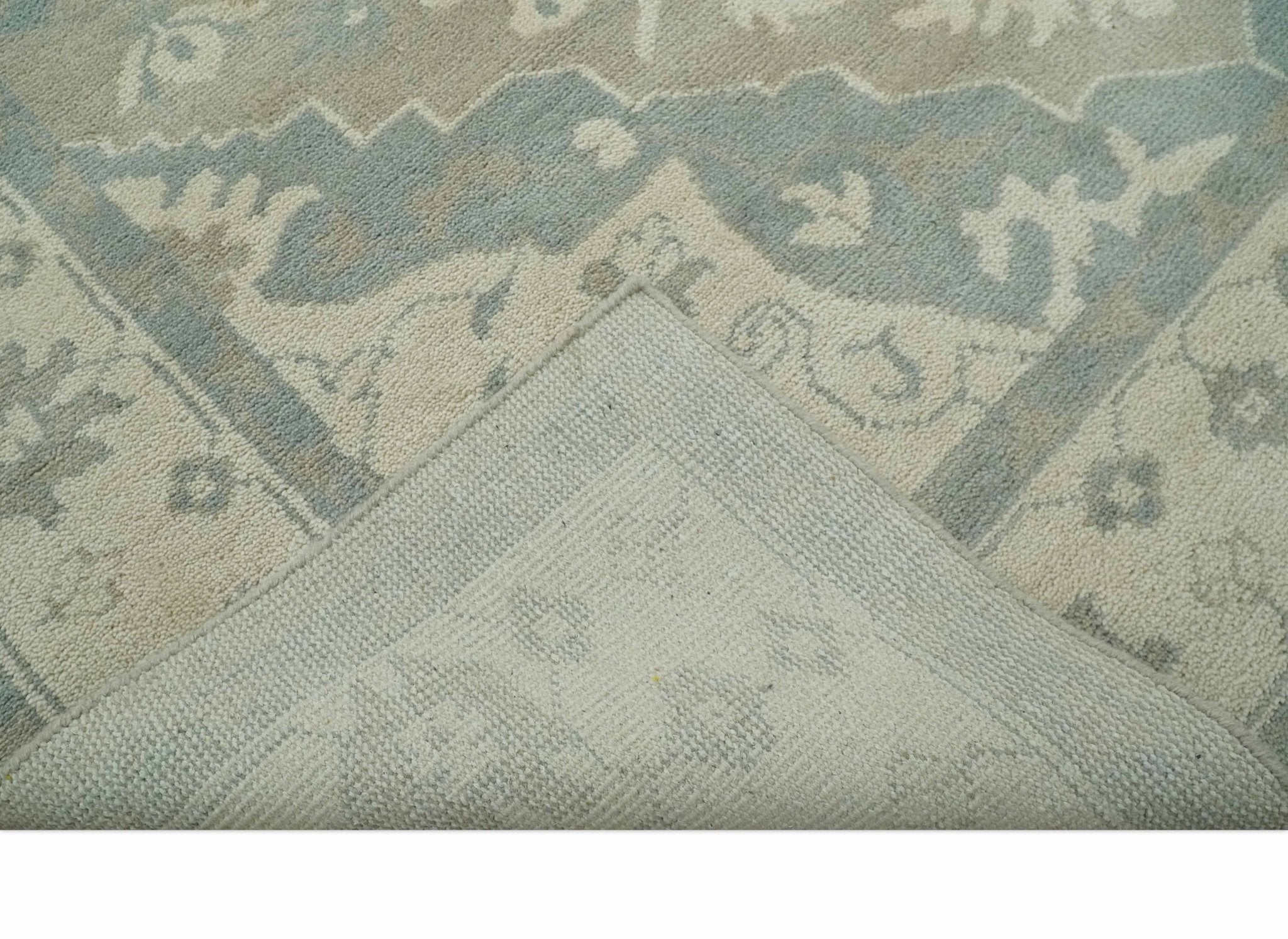 Custom Made Beige and Charcoal Traditional Heriz Medallion Hand Knotted wool Area Rug - The Rug Decor