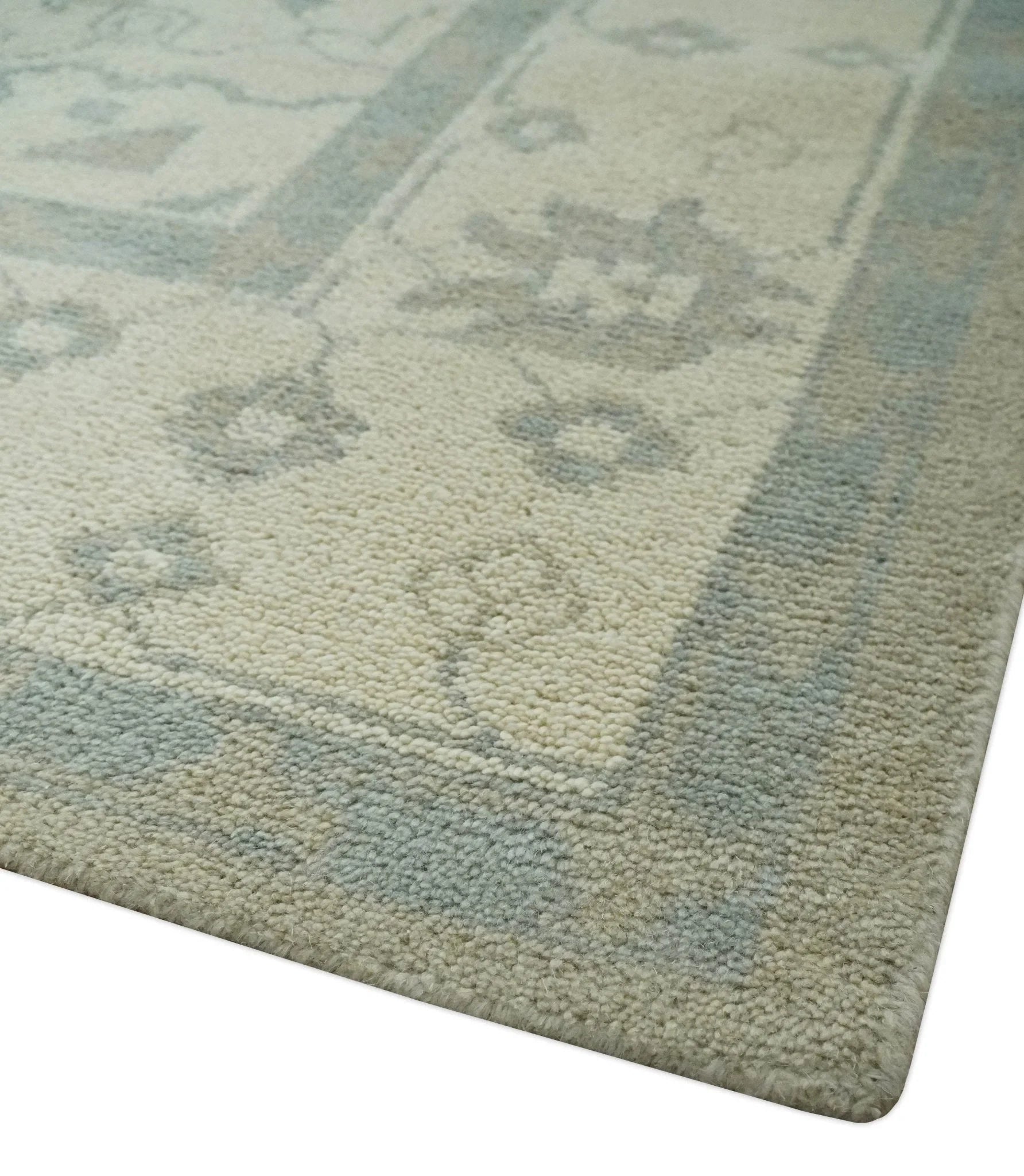 Custom Made Beige and Charcoal Traditional Heriz Medallion Hand Knotted wool Area Rug - The Rug Decor