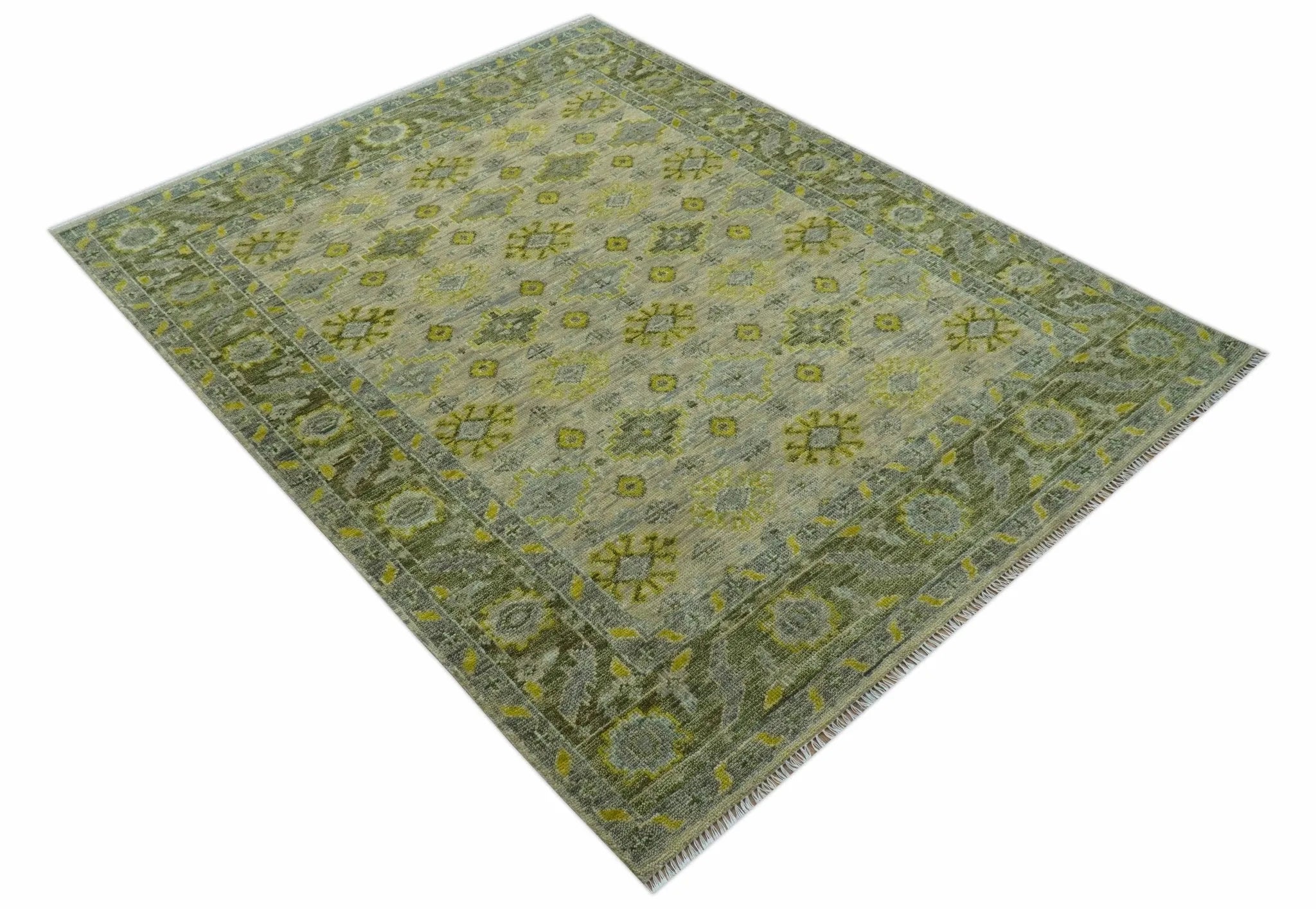 Custom Made Beige And Gray Traditional Hand Knotted wool area rug - The Rug Decor