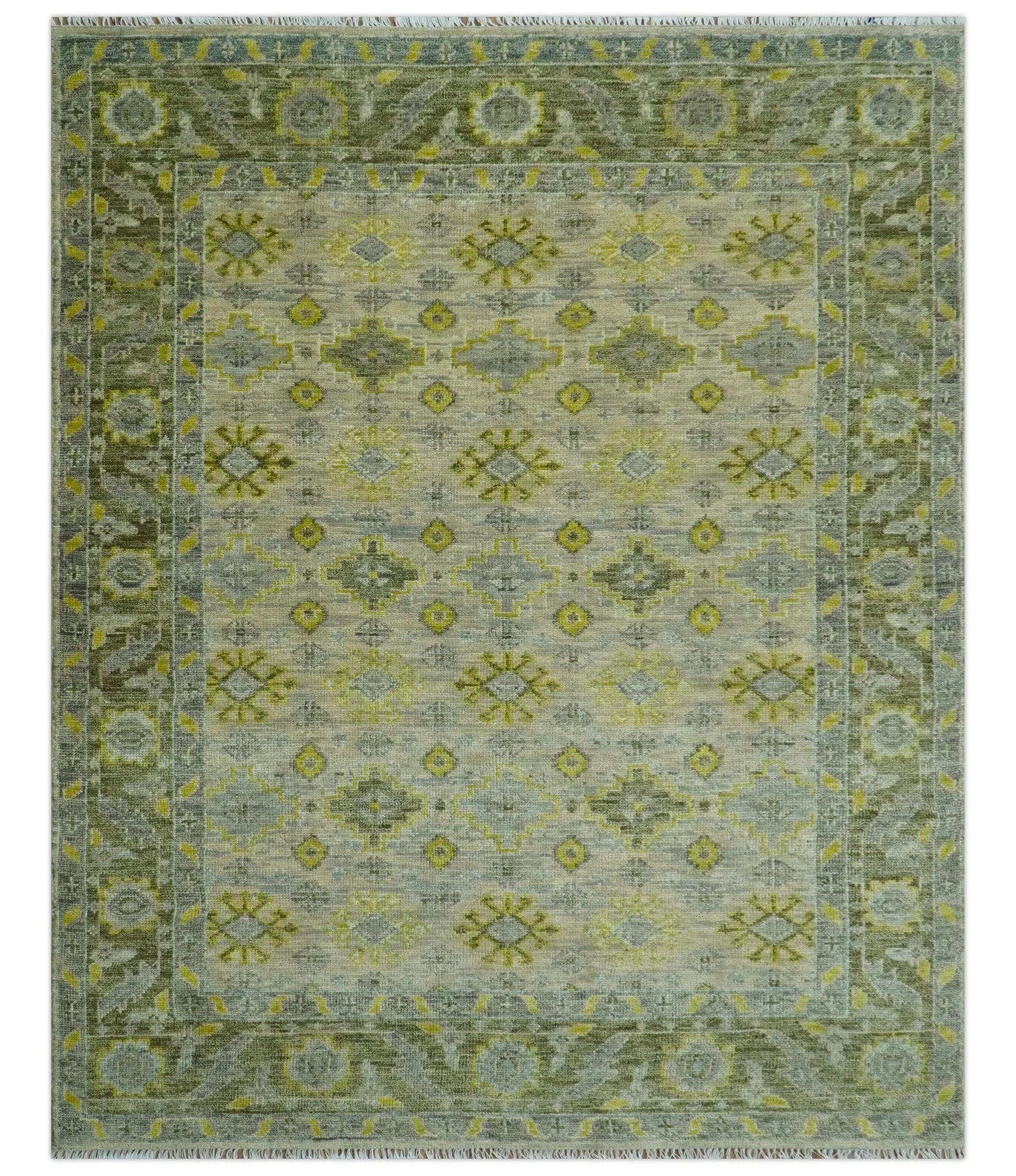 Custom Made Beige And Gray Traditional Hand Knotted wool area rug - The Rug Decor