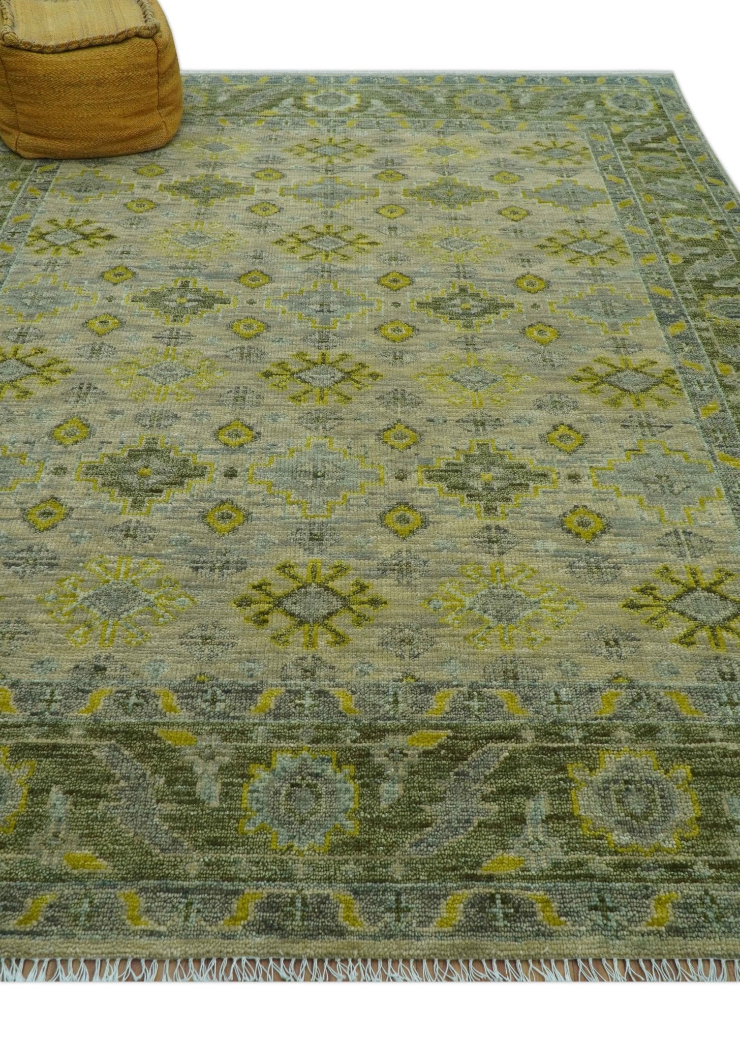 Custom Made Beige And Gray Traditional Hand Knotted wool area rug - The Rug Decor