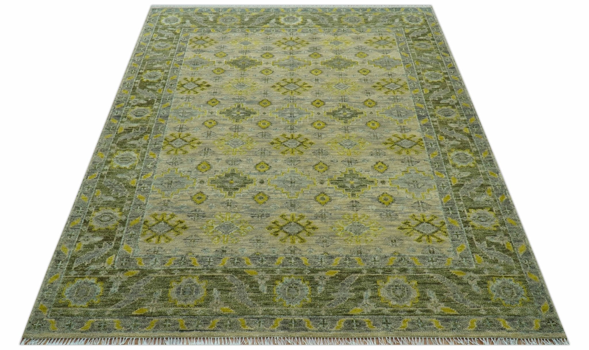 Custom Made Beige And Gray Traditional Hand Knotted wool area rug - The Rug Decor