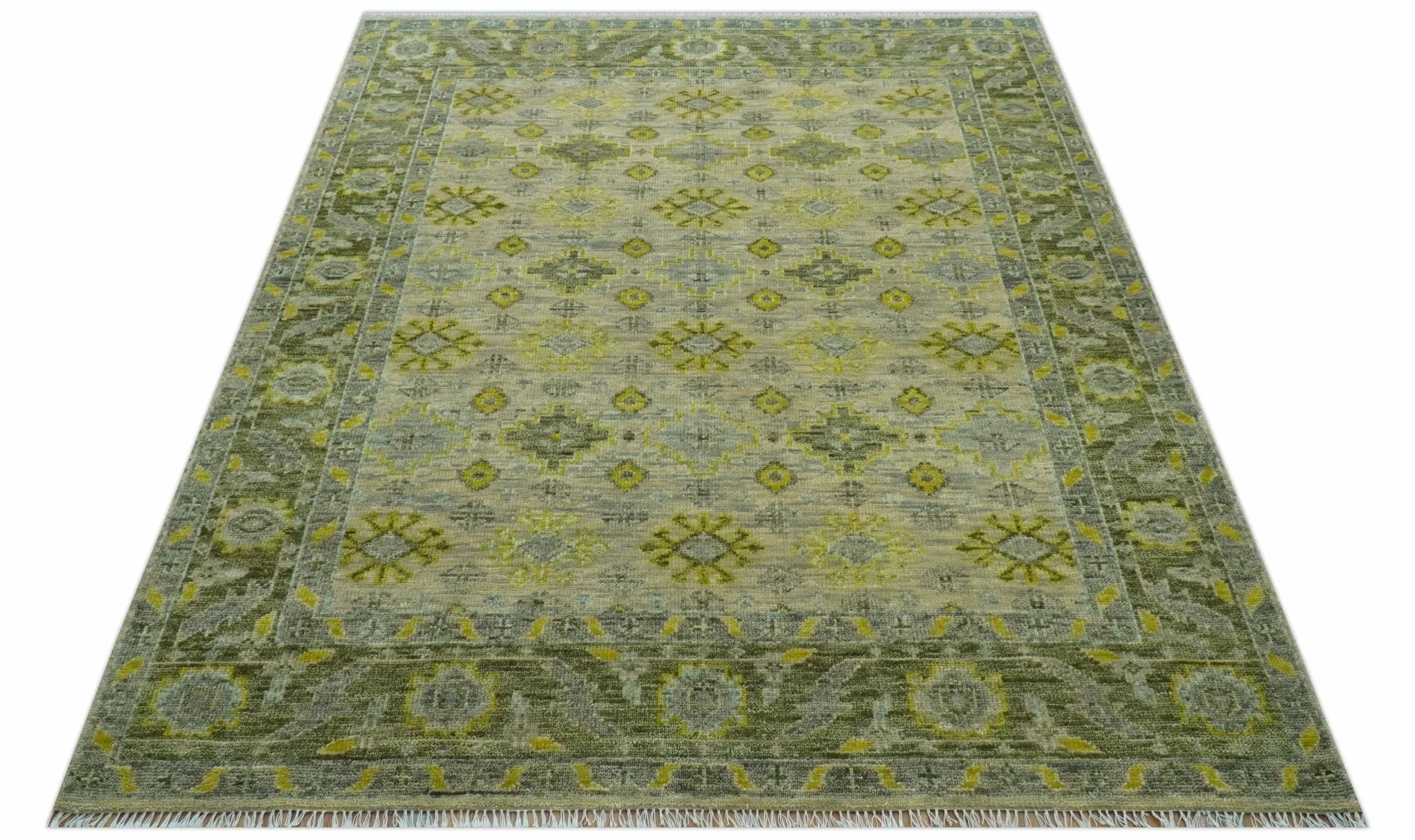 Custom Made Beige And Gray Traditional Hand Knotted wool area rug - The Rug Decor