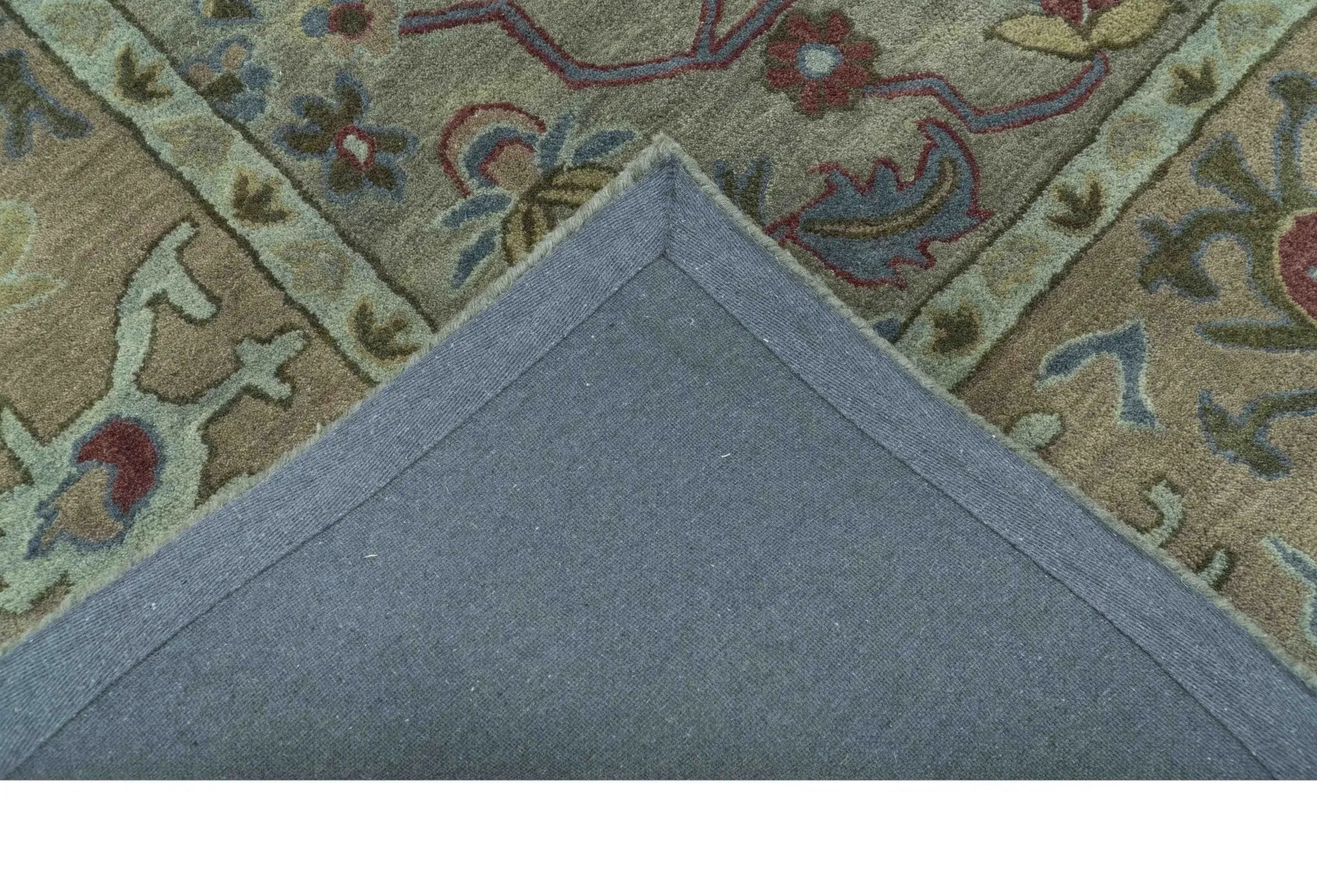 Custom Made Beige and peac Traditional Oushak Design Hand Tufted Wool Rug - The Rug Decor