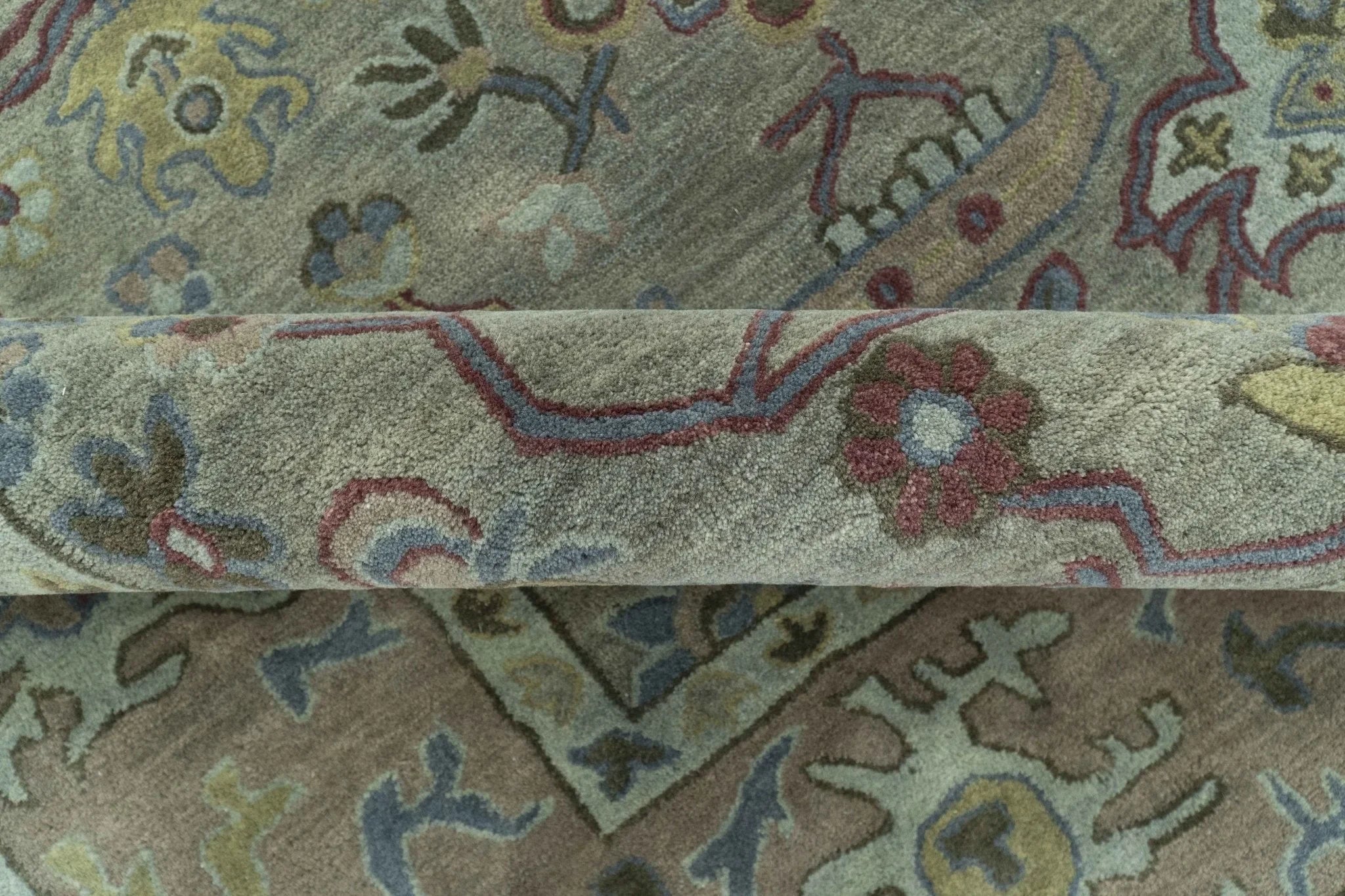 Custom Made Beige and peac Traditional Oushak Design Hand Tufted Wool Rug - The Rug Decor