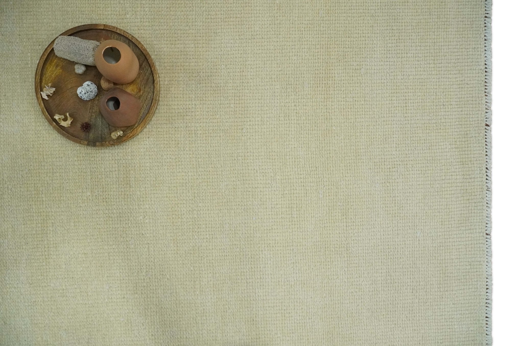 Custom Made Beige Modern Solid Hand knotted wool Area Rug - The Rug Decor