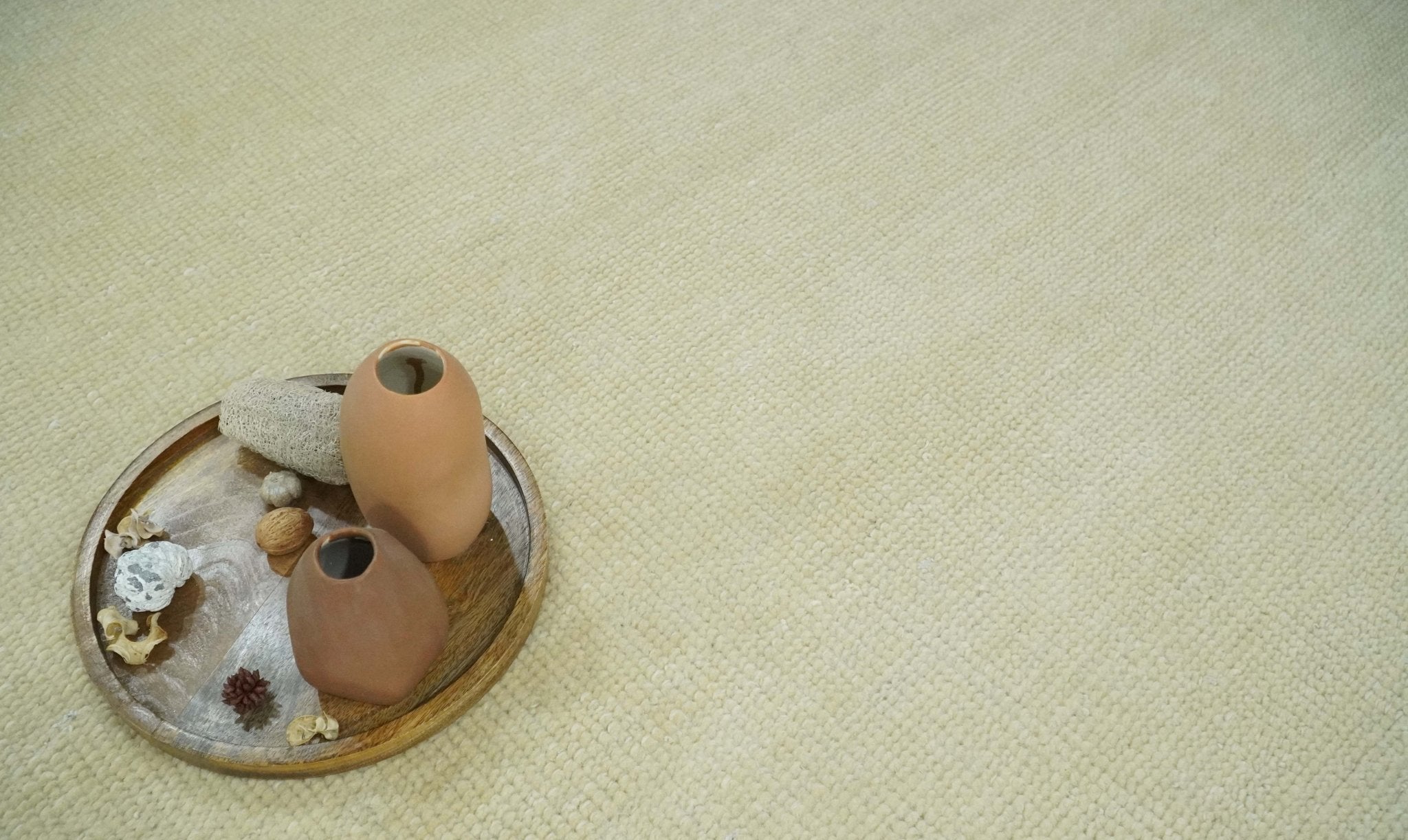 Custom Made Beige Modern Solid Hand knotted wool Area Rug - The Rug Decor