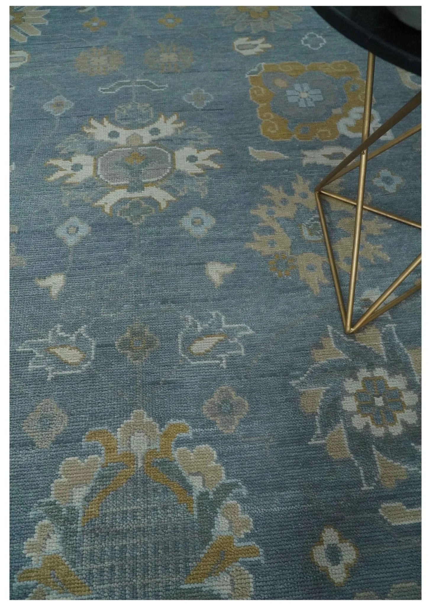 Custom Made Blue and Aqua Hand Knotted Traditional Oushak Wool Area Rug - The Rug Decor
