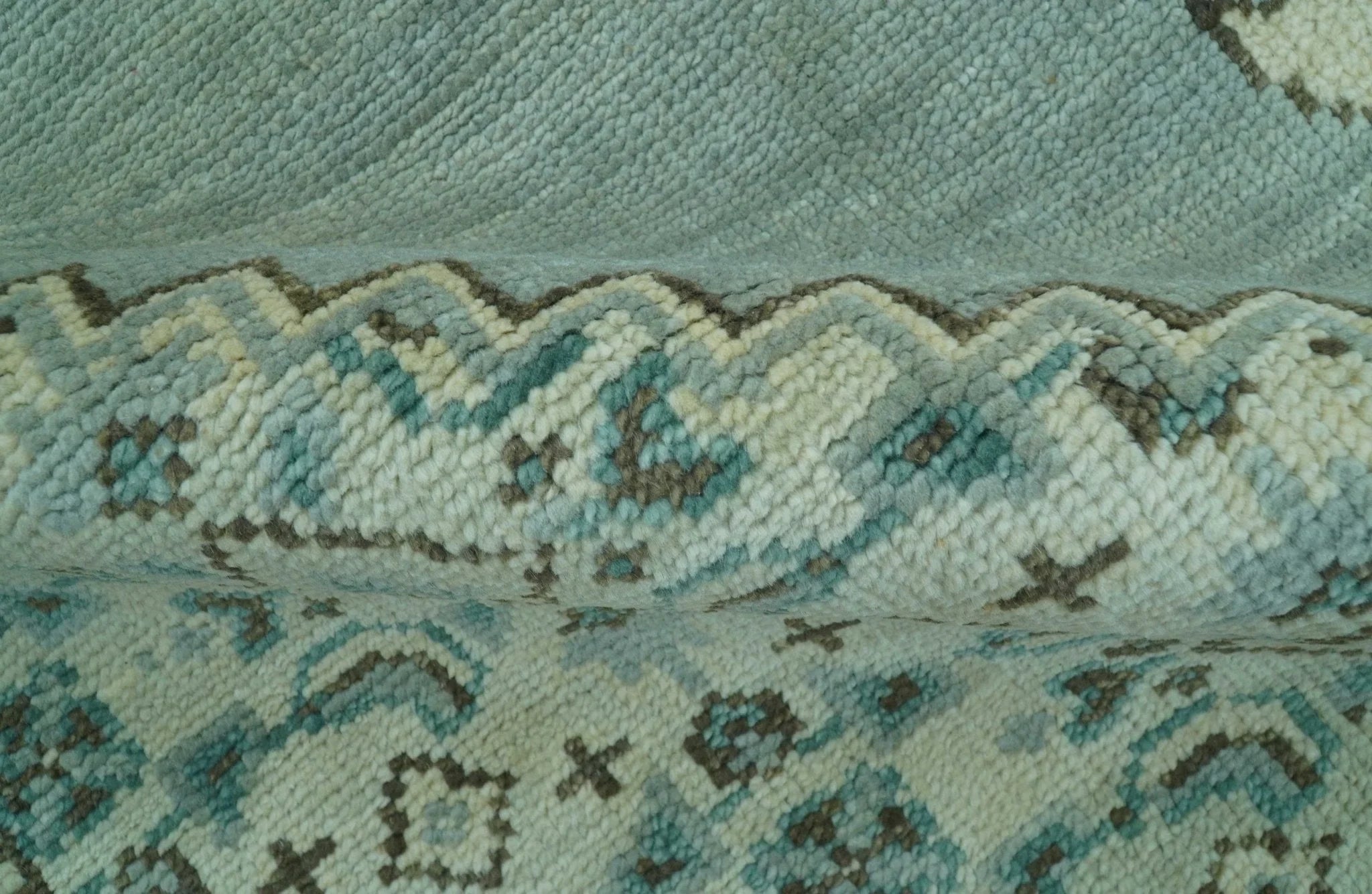 Custom Made Blue And Gray Traditional Medallion Hand Knotted Wool Rug - The Rug Decor