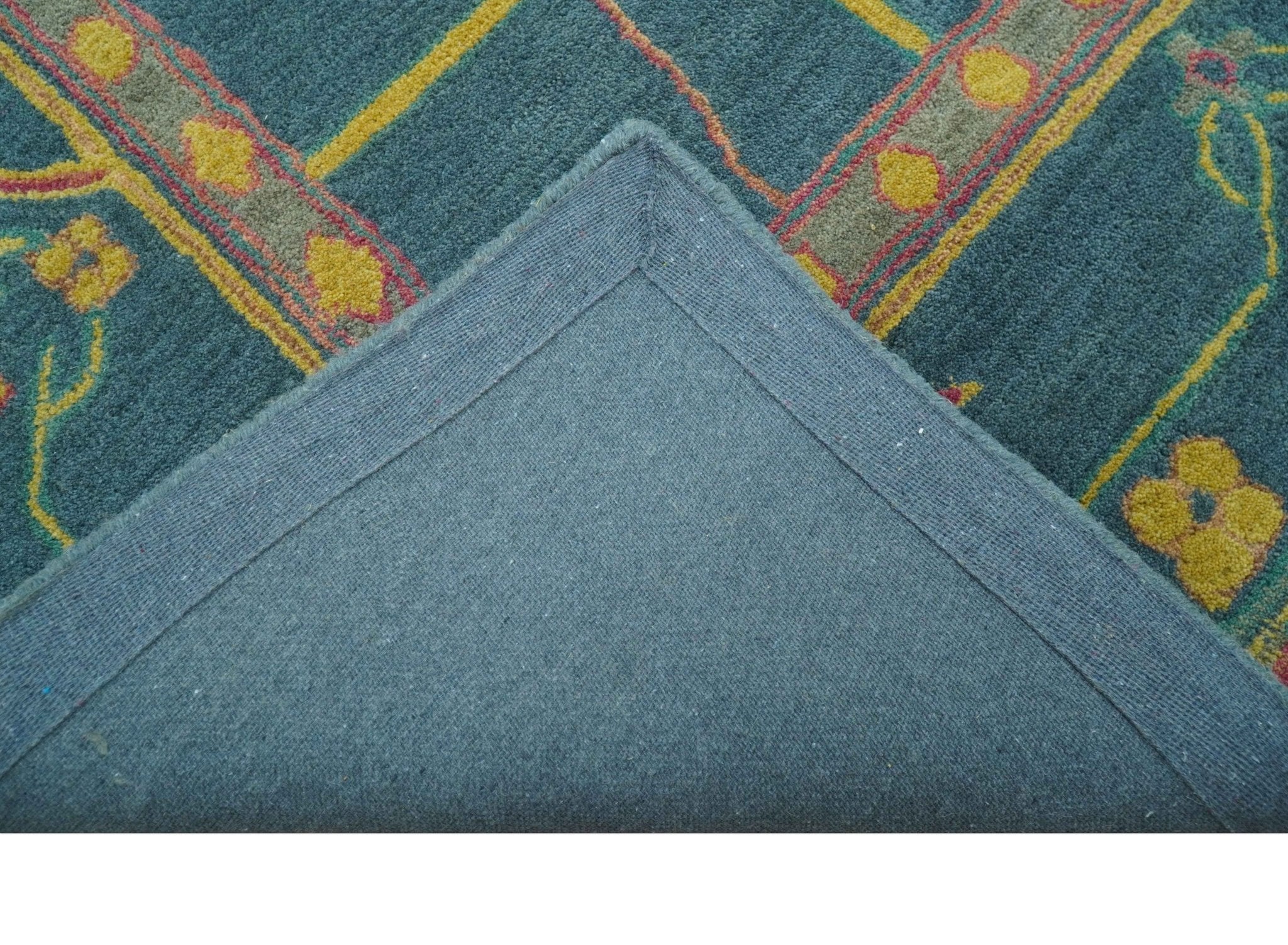 Custom Made Blue And Yellow Traditional Oushak Design Hand Tufted Wool Rug