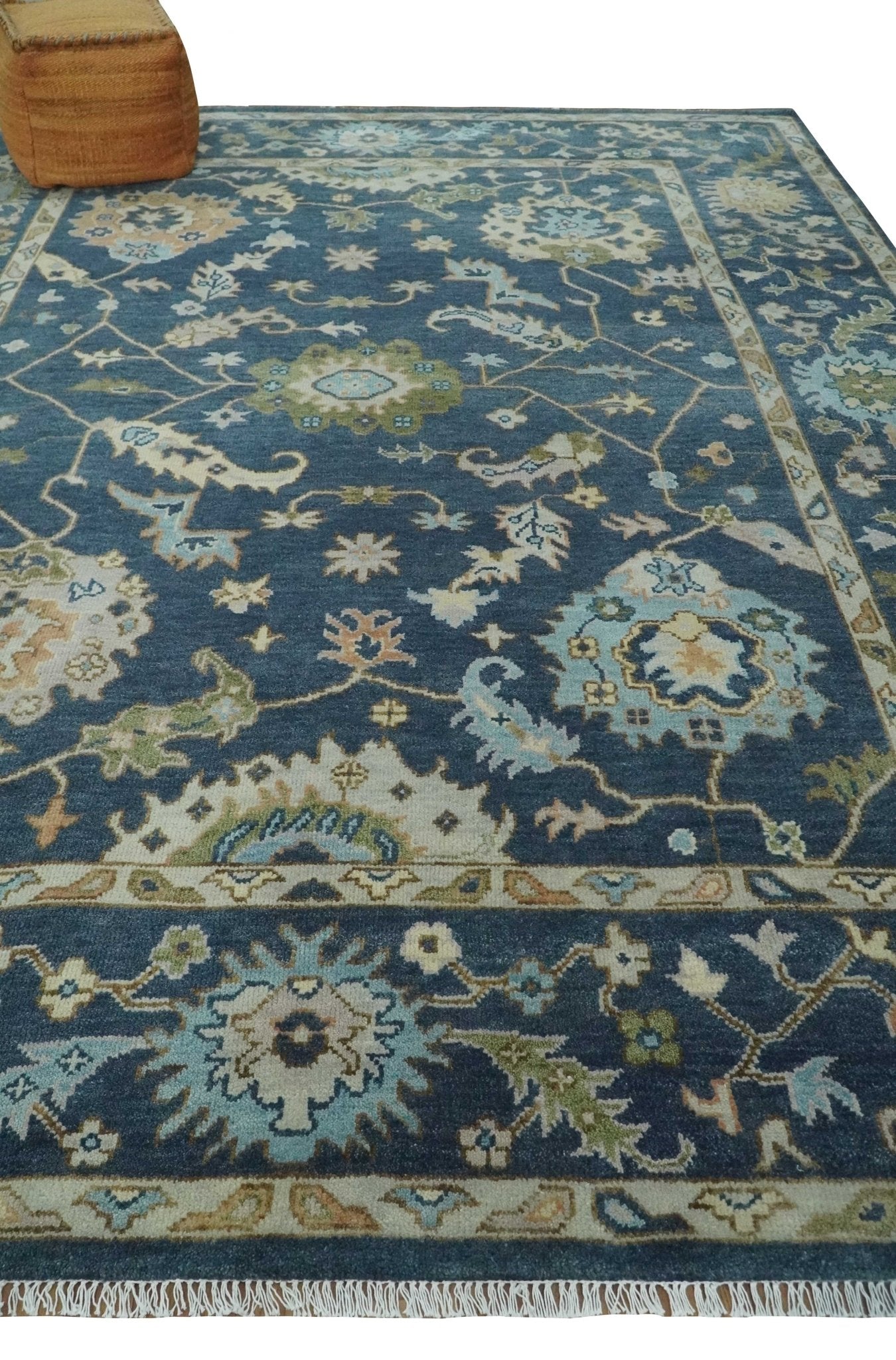 Custom Made Blue, Beige and Green Multi size Hand knotted Traditional Oushak Wool Area Rug - The Rug Decor