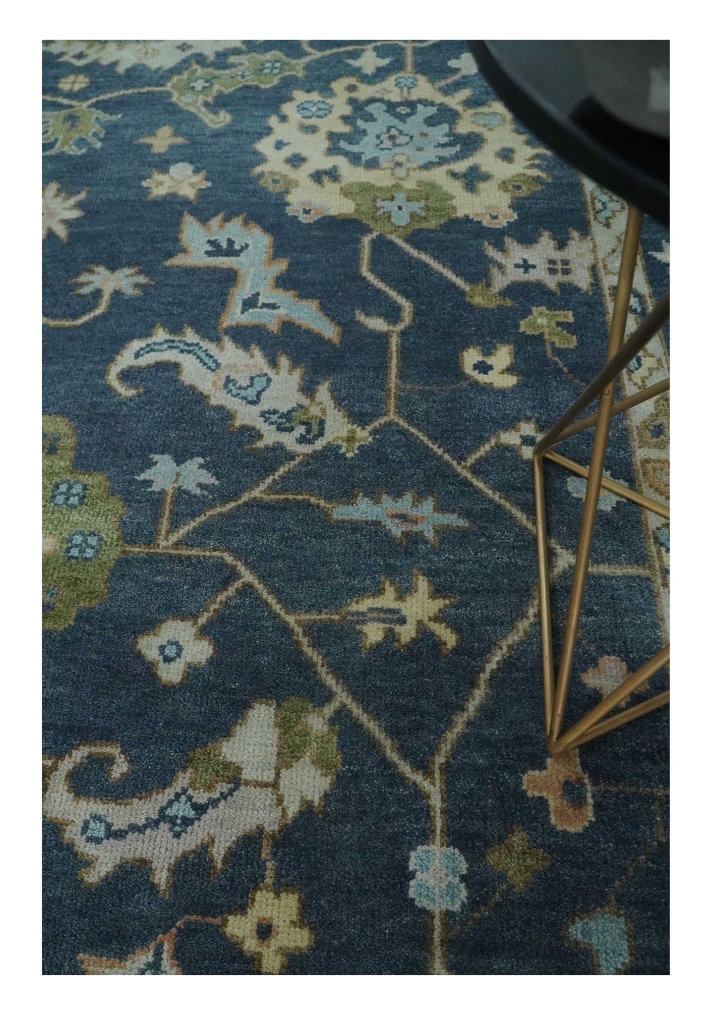 Custom Made Blue, Beige and Green Multi size Hand knotted Traditional Oushak Wool Area Rug - The Rug Decor