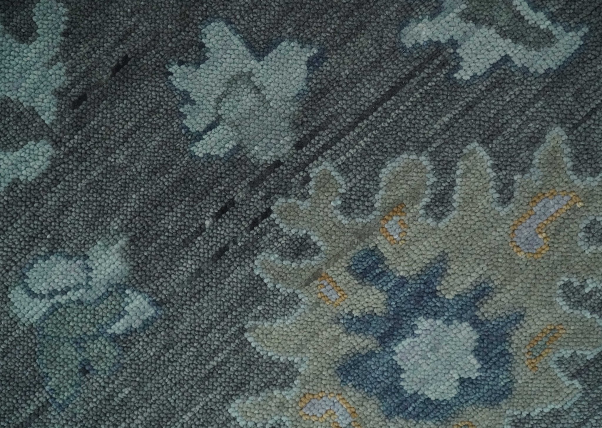 Custom Made Charcoal, Gray and Silver Antique look Traditional Oushak wool Area Rug - The Rug Decor