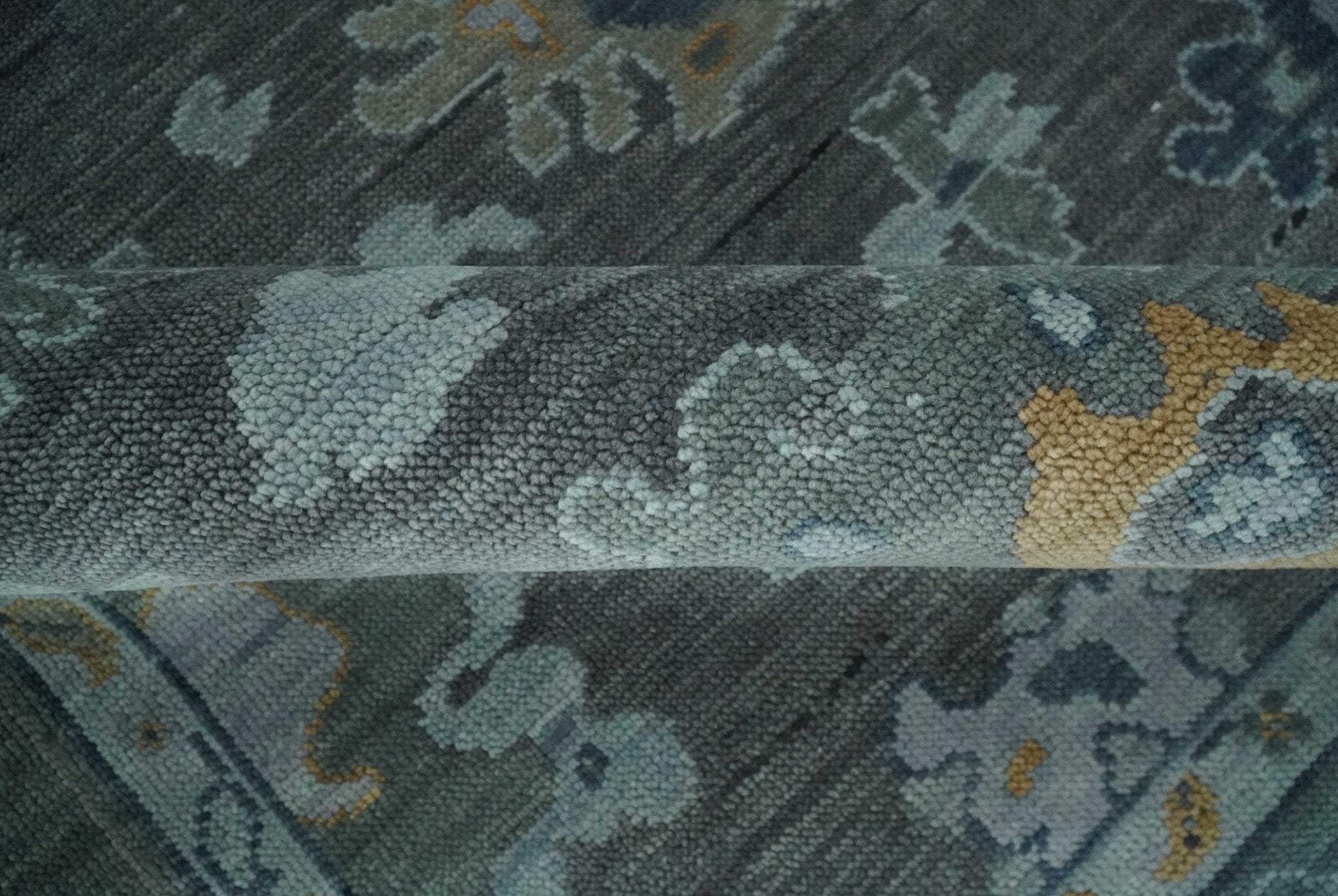 Custom Made Charcoal, Gray and Silver Antique look Traditional Oushak wool Area Rug - The Rug Decor