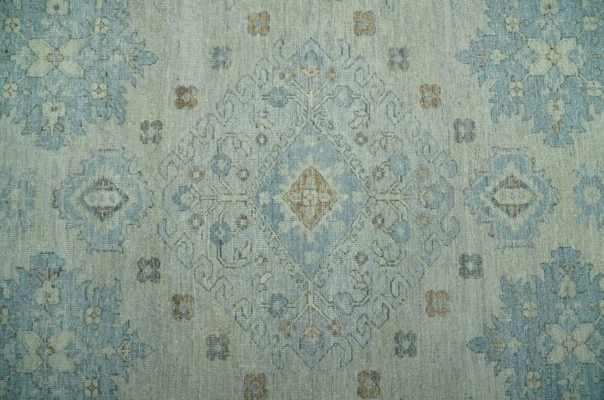 Custom Made Distressed Finished Beige and Gray Traditional mamluk design Low Pile wool Rug