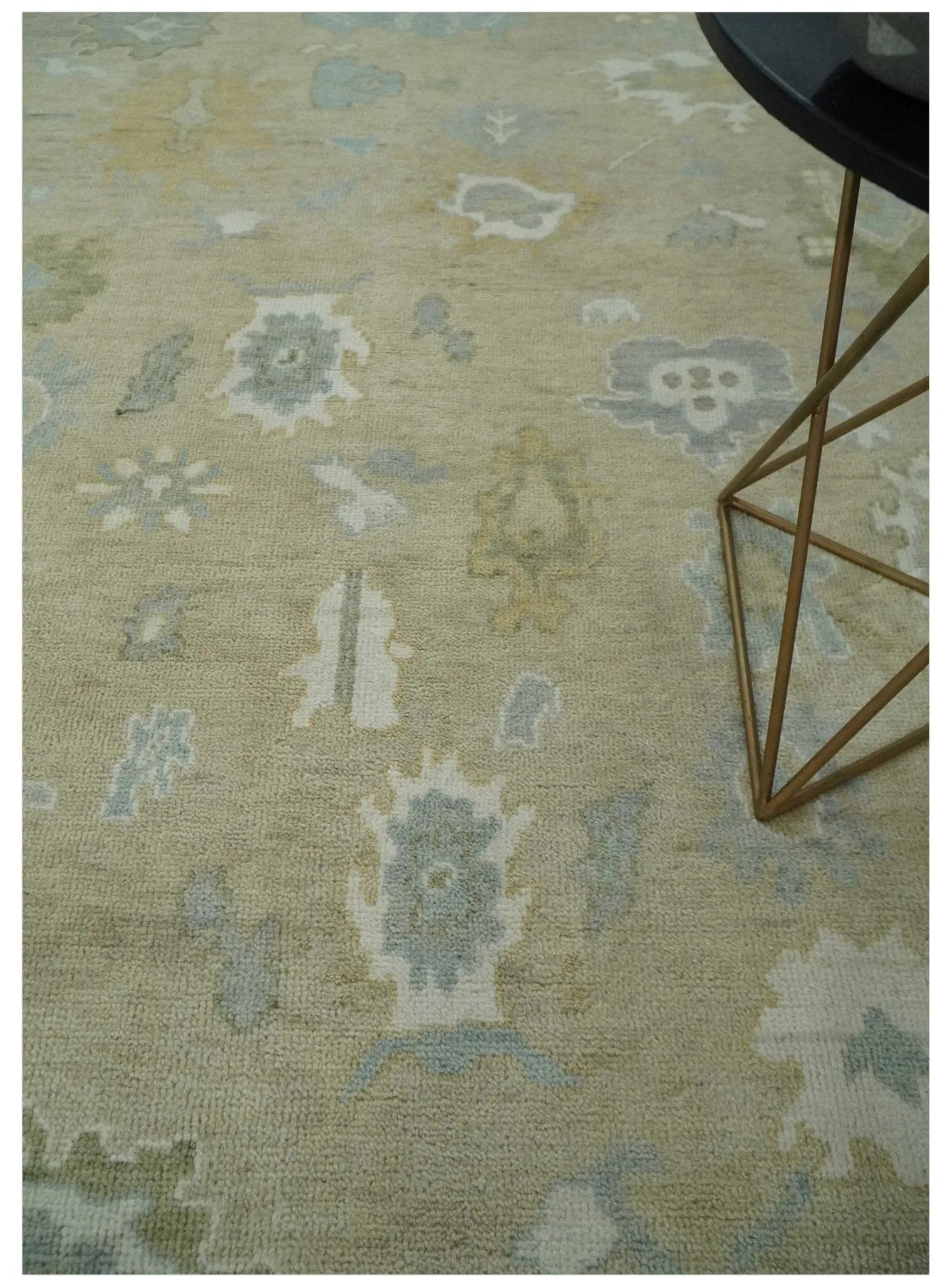Custom Made Earthy Hand Knotted Beige and Ivory Traditional Multi Size Wool Area Rug