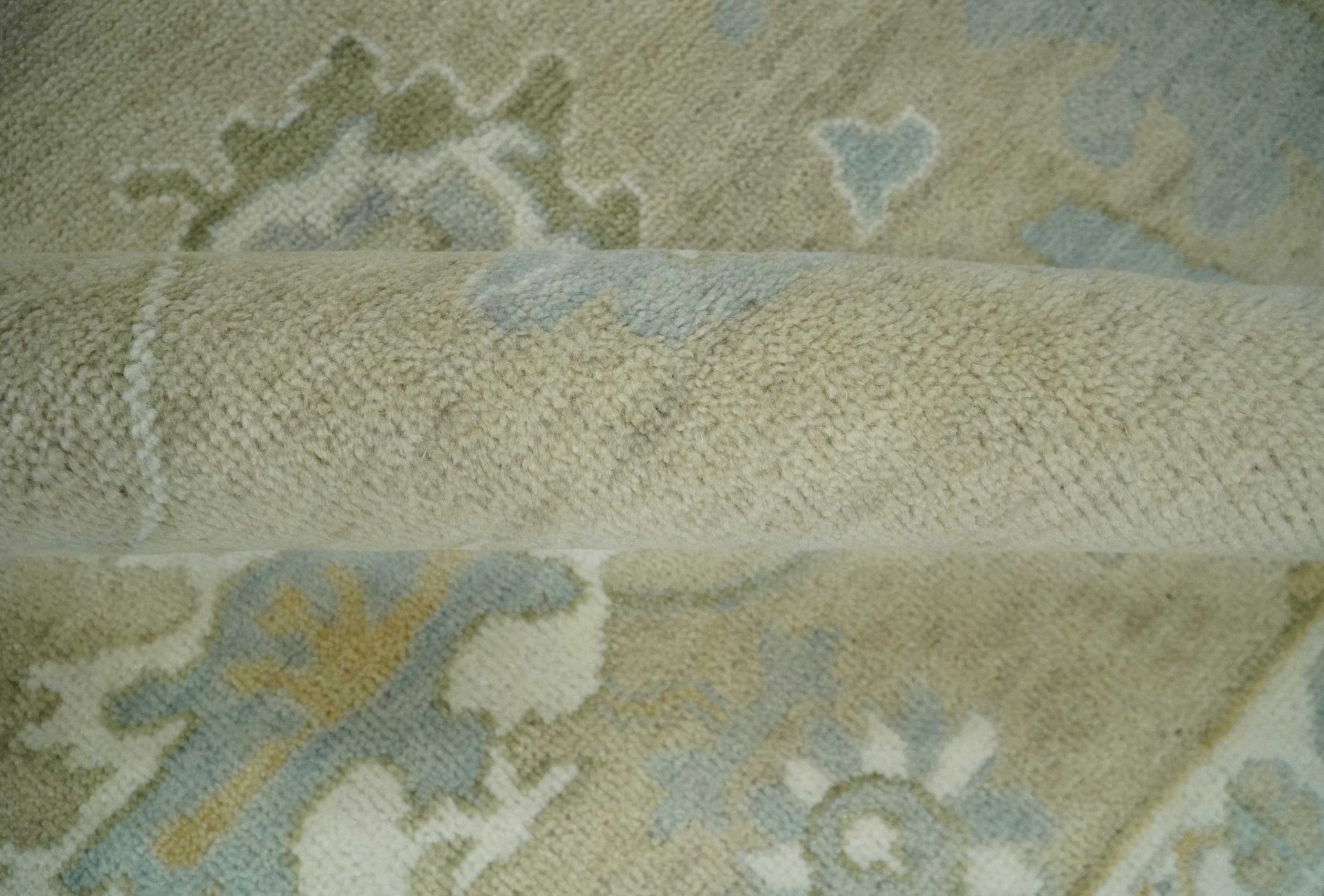 Custom Made Earthy Hand Knotted Beige and Ivory Traditional Multi Size Wool Area Rug - The Rug Decor