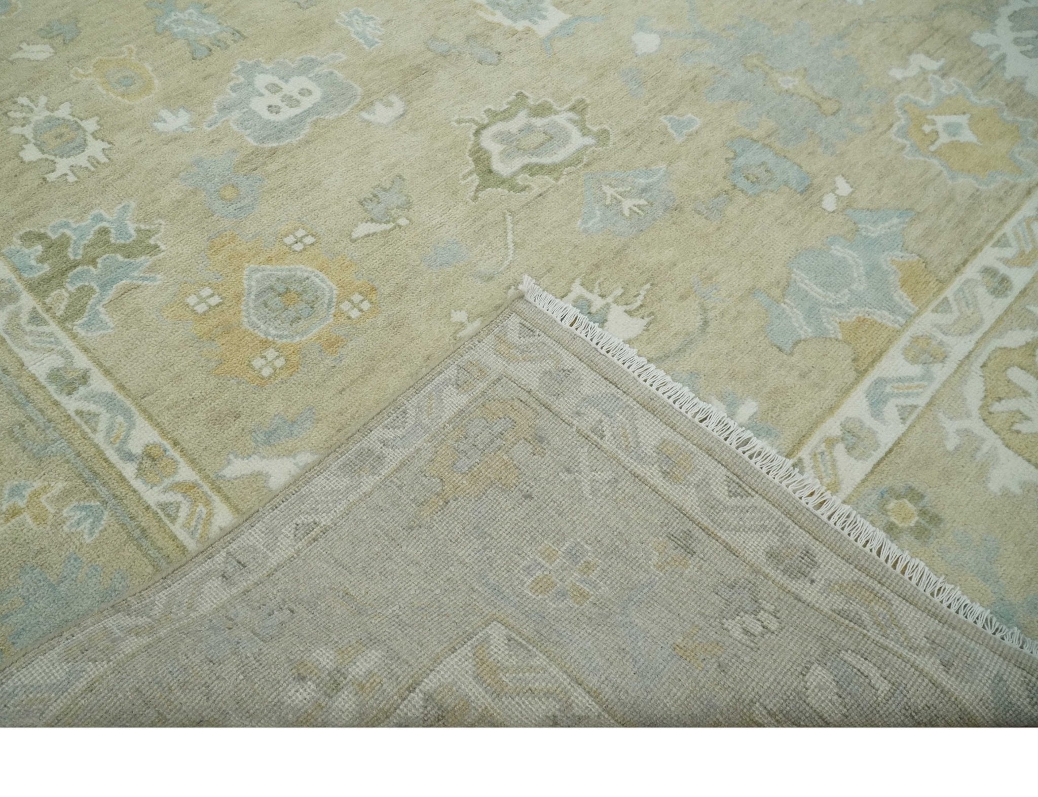 Custom Made Earthy Hand Knotted Beige and Ivory Traditional Multi Size Wool Area Rug - The Rug Decor