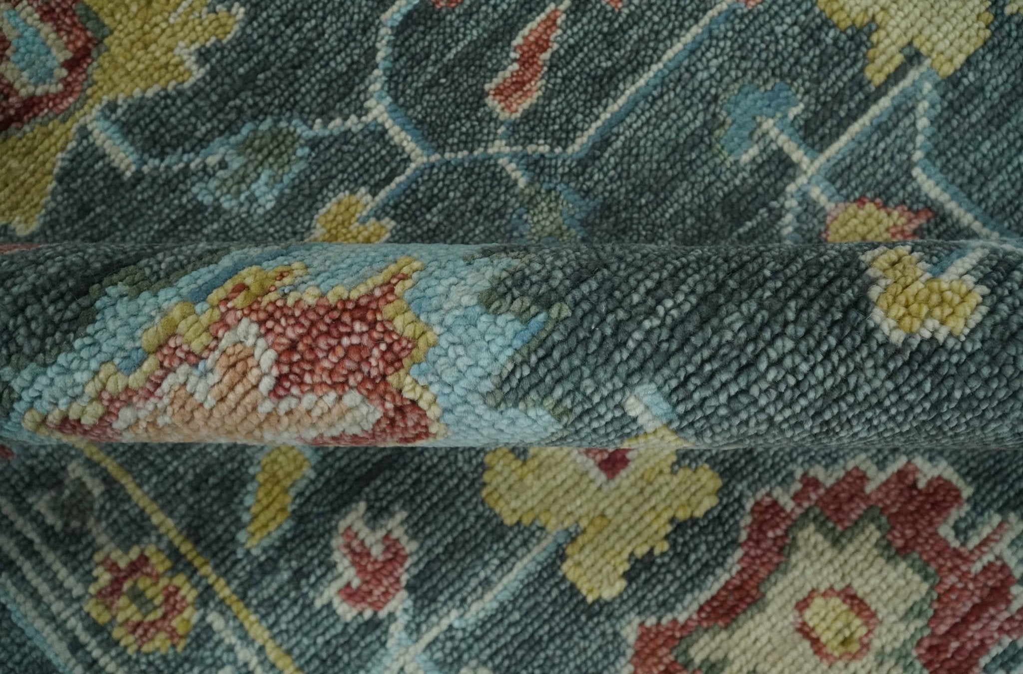 Custom Made Gray and Beige Hand knotted Traditional Oushak Multi Size wool Area Rug - The Rug Decor