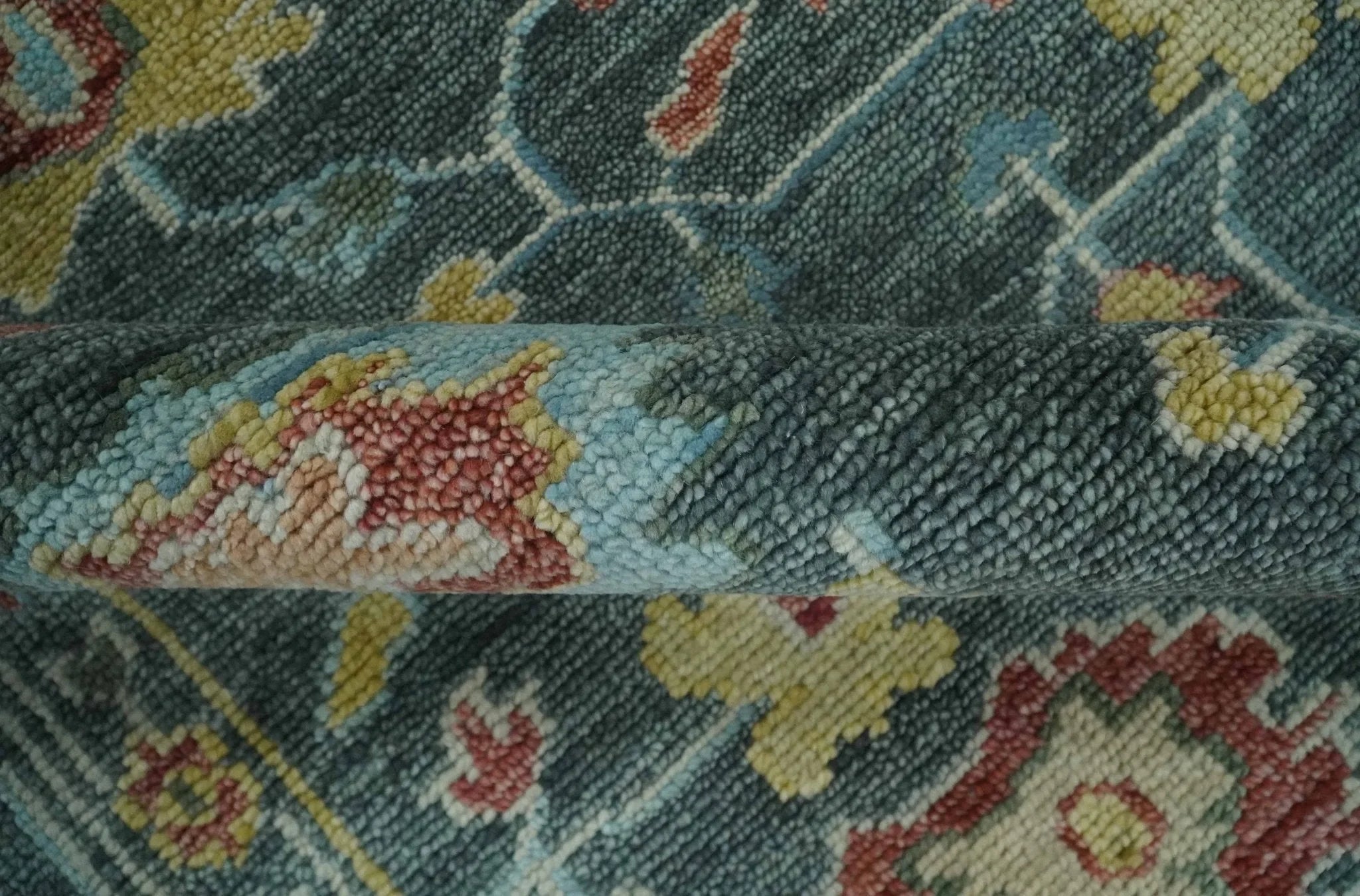 Custom Made Gray and Beige Hand knotted Traditional Oushak Multi Size wool Area Rug - The Rug Decor