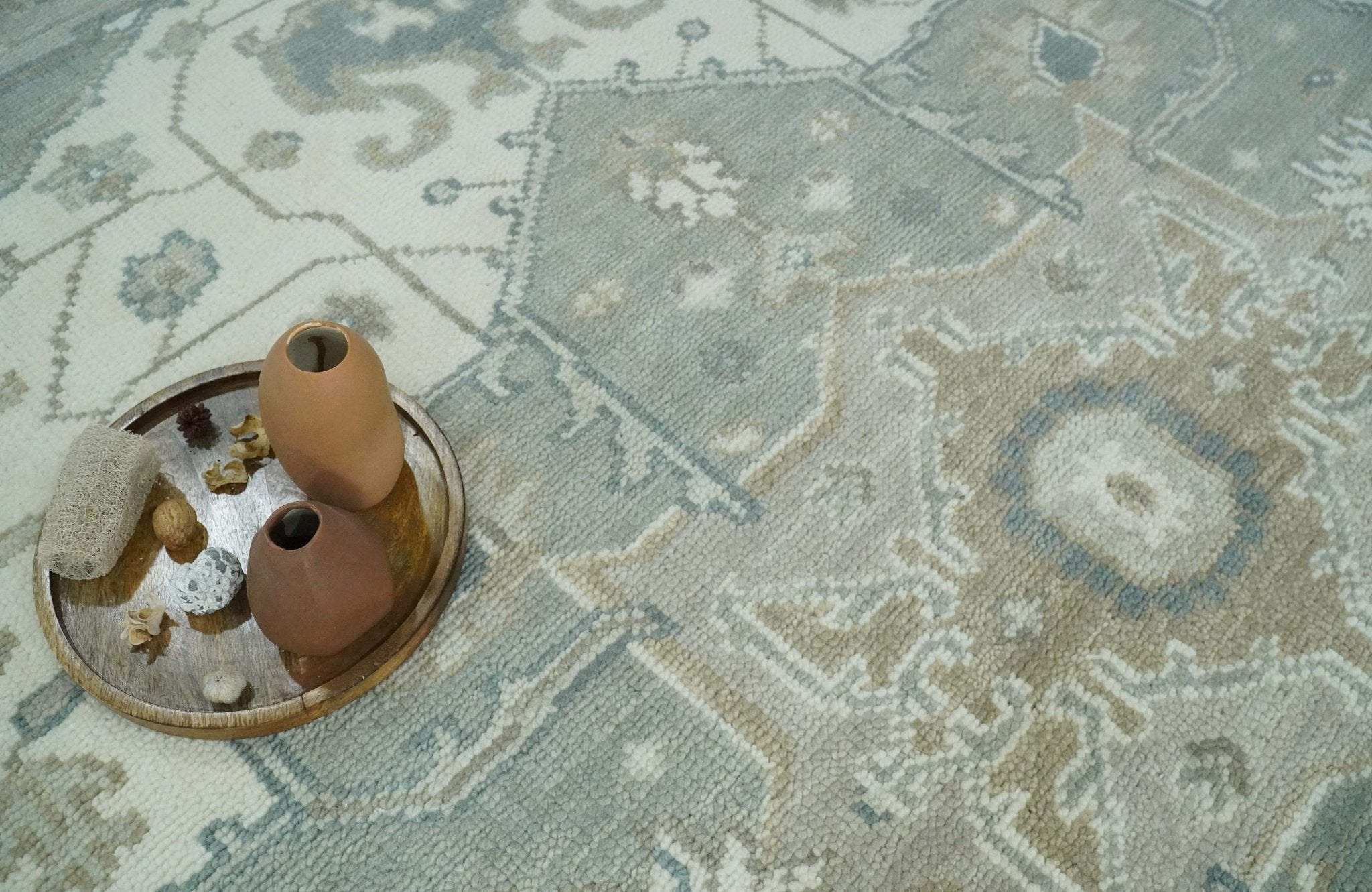 Custom Made Gray, Ivory and Silver Hand knotted Traditional Medallion wool Area Rug - The Rug Decor