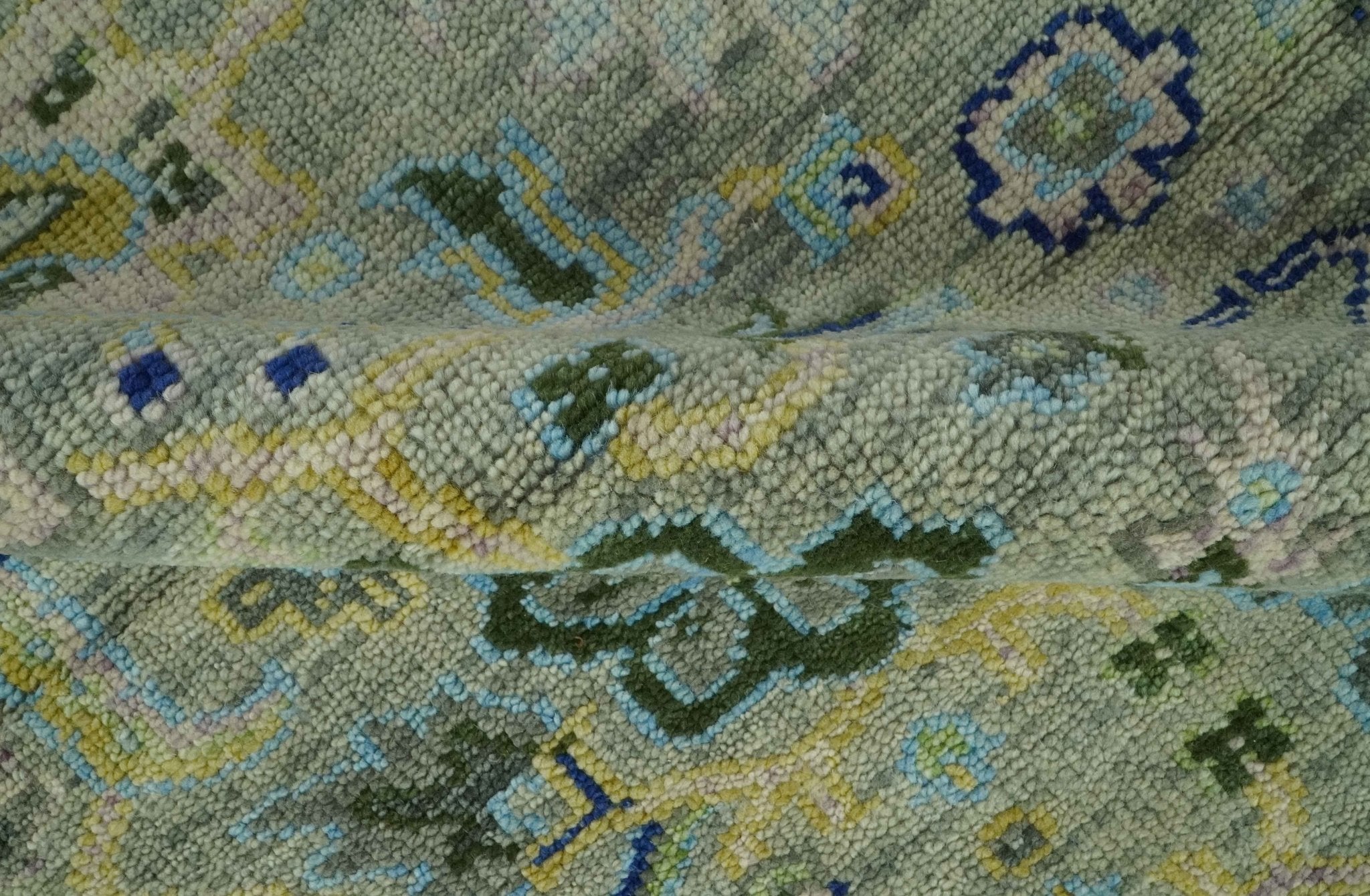 Custom Made Lt. Silver, Grey and Mustard Hand Knotted Traditional Oushak wool area rug