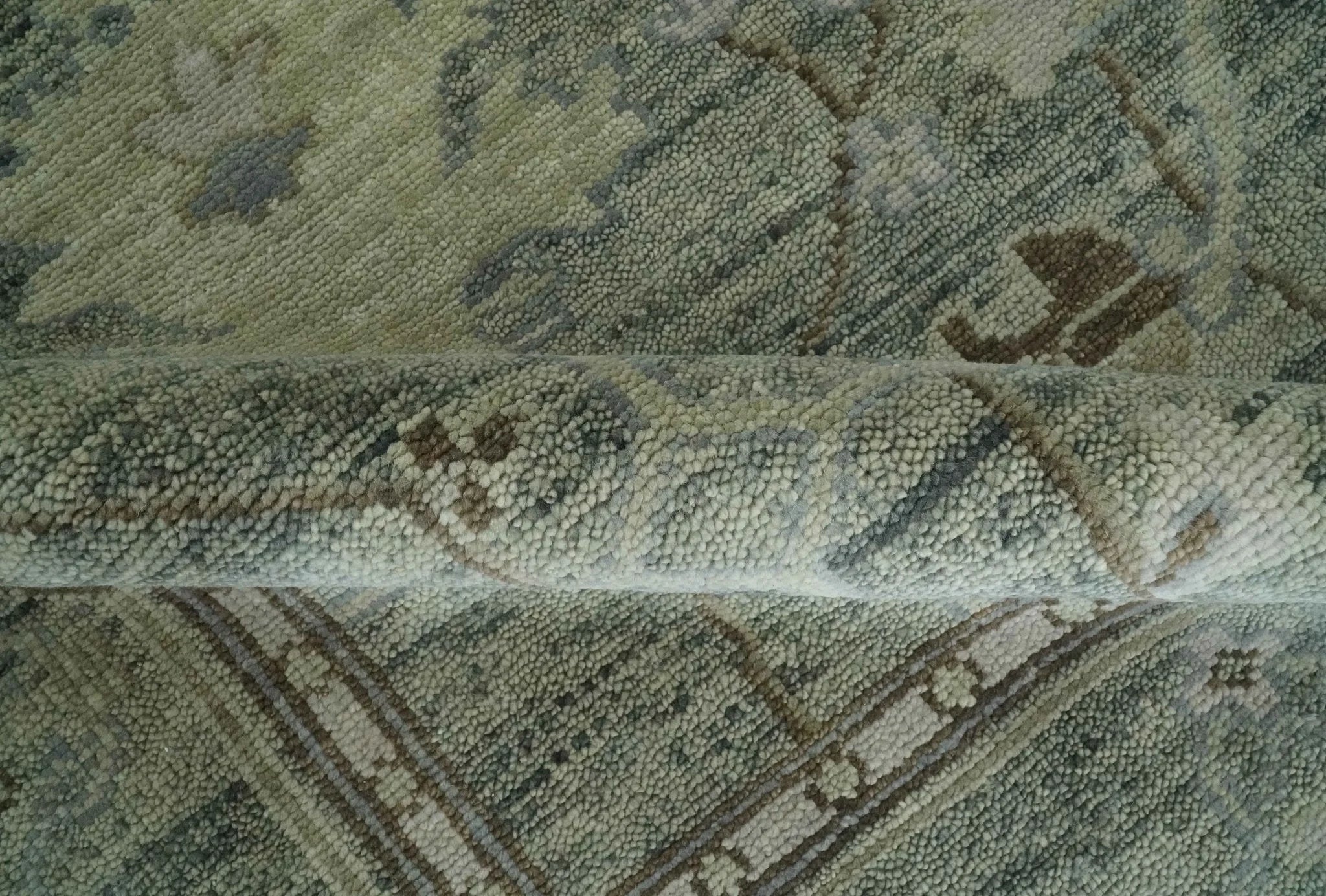 Custom Made Hand Knotted Gray and Brown Oriental Oushak Multi Size Traditional Wool Areaa Rug - The Rug Decor