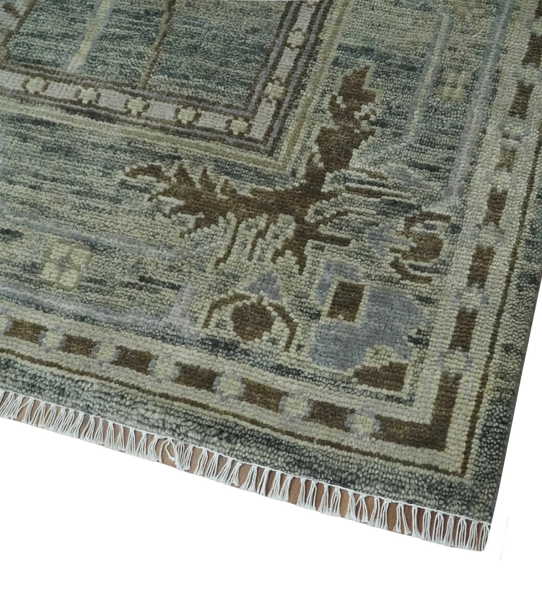 Custom Made Hand Knotted Gray and Brown Oriental Oushak Multi Size Traditional Wool Areaa Rug - The Rug Decor