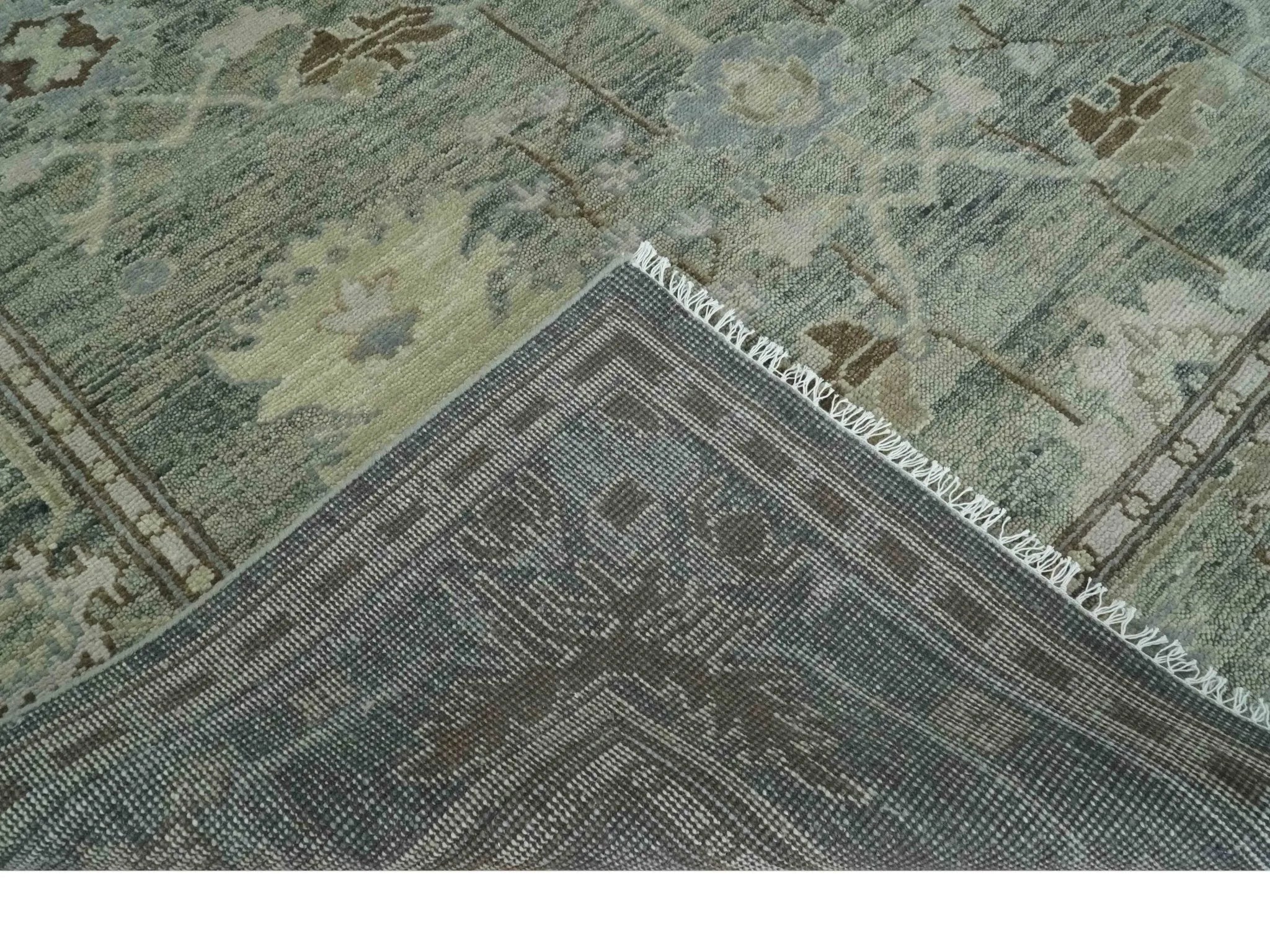 Custom Made Hand Knotted Gray and Brown Oriental Oushak Multi Size Traditional Wool Areaa Rug - The Rug Decor