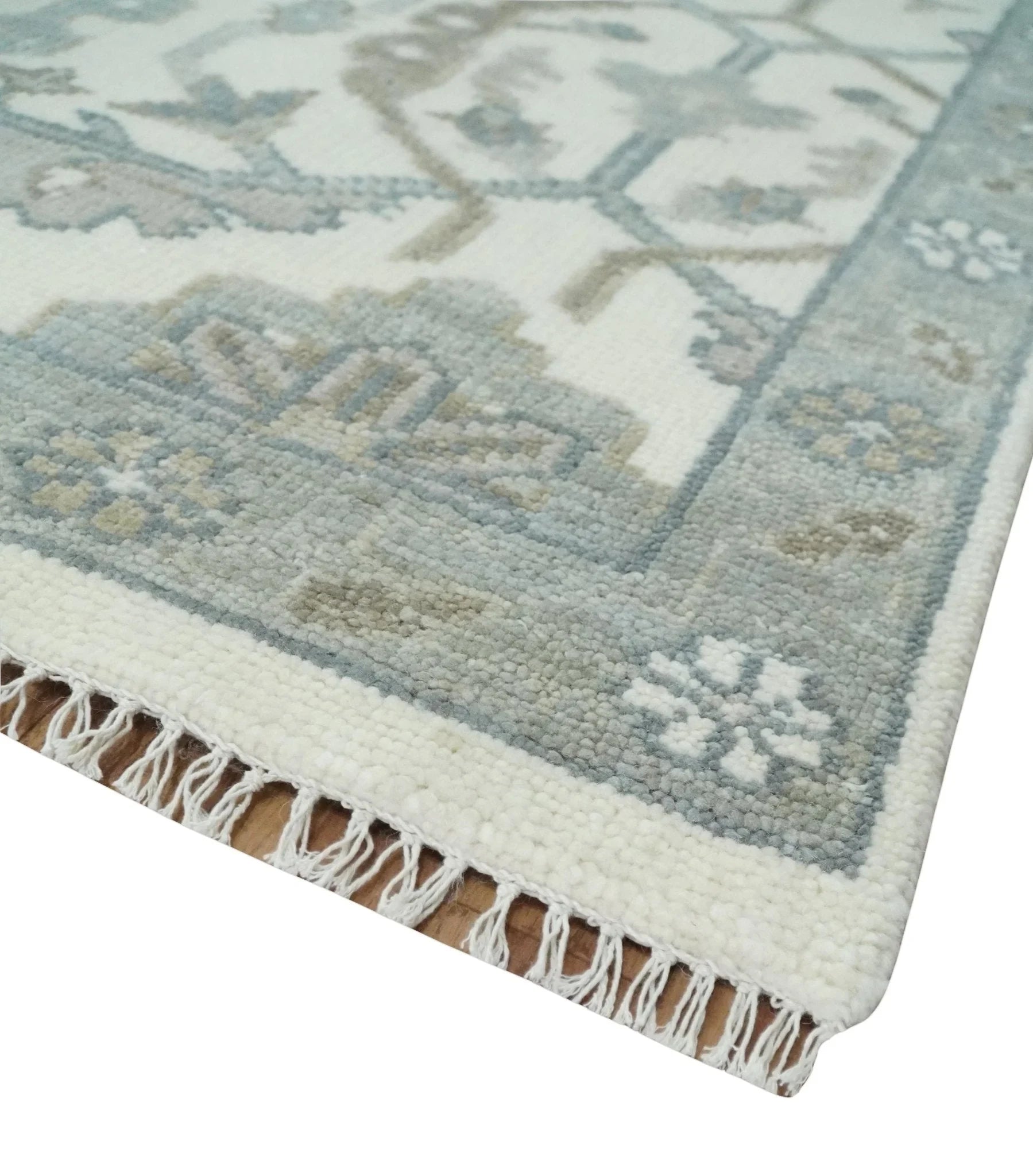 Custom Made Hand Knotted Ivory and Silver Oriental Oushak Multi Size Traditional Wool Area Rug, Living Room and Bedroom Rug - The Rug Decor