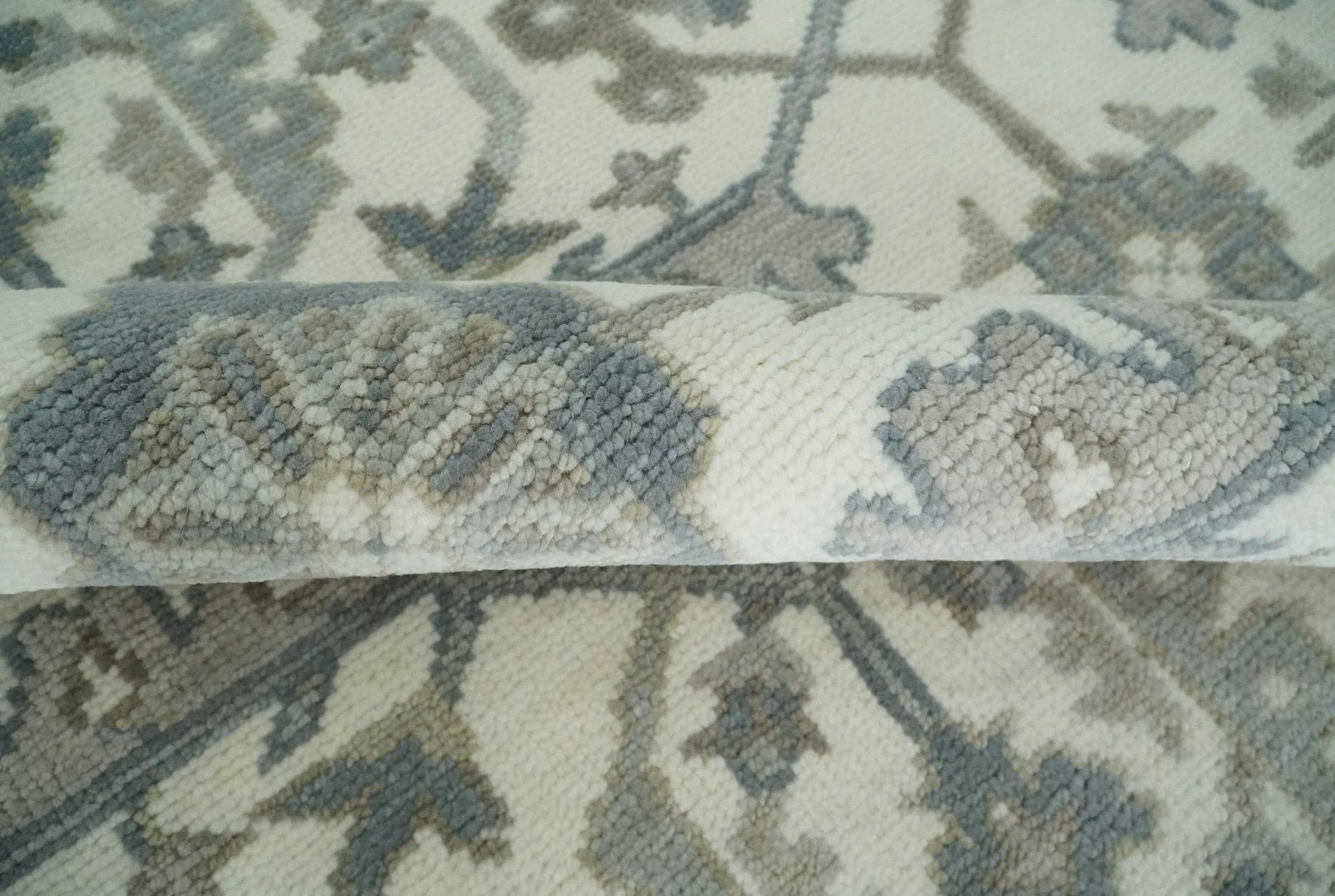 Custom Made Hand Knotted Ivory and Silver Oriental Oushak Multi Size Traditional Wool Area Rug, Living Room and Bedroom Rug - The Rug Decor