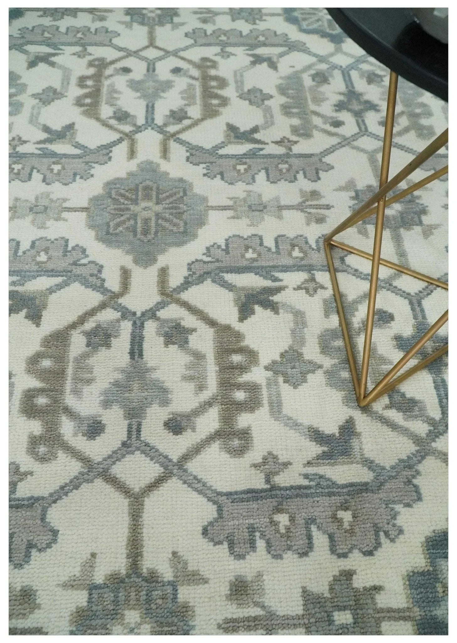 Custom Made Hand Knotted Ivory and Silver Oriental Oushak Multi Size Traditional Wool Area Rug, Living Room and Bedroom Rug - The Rug Decor