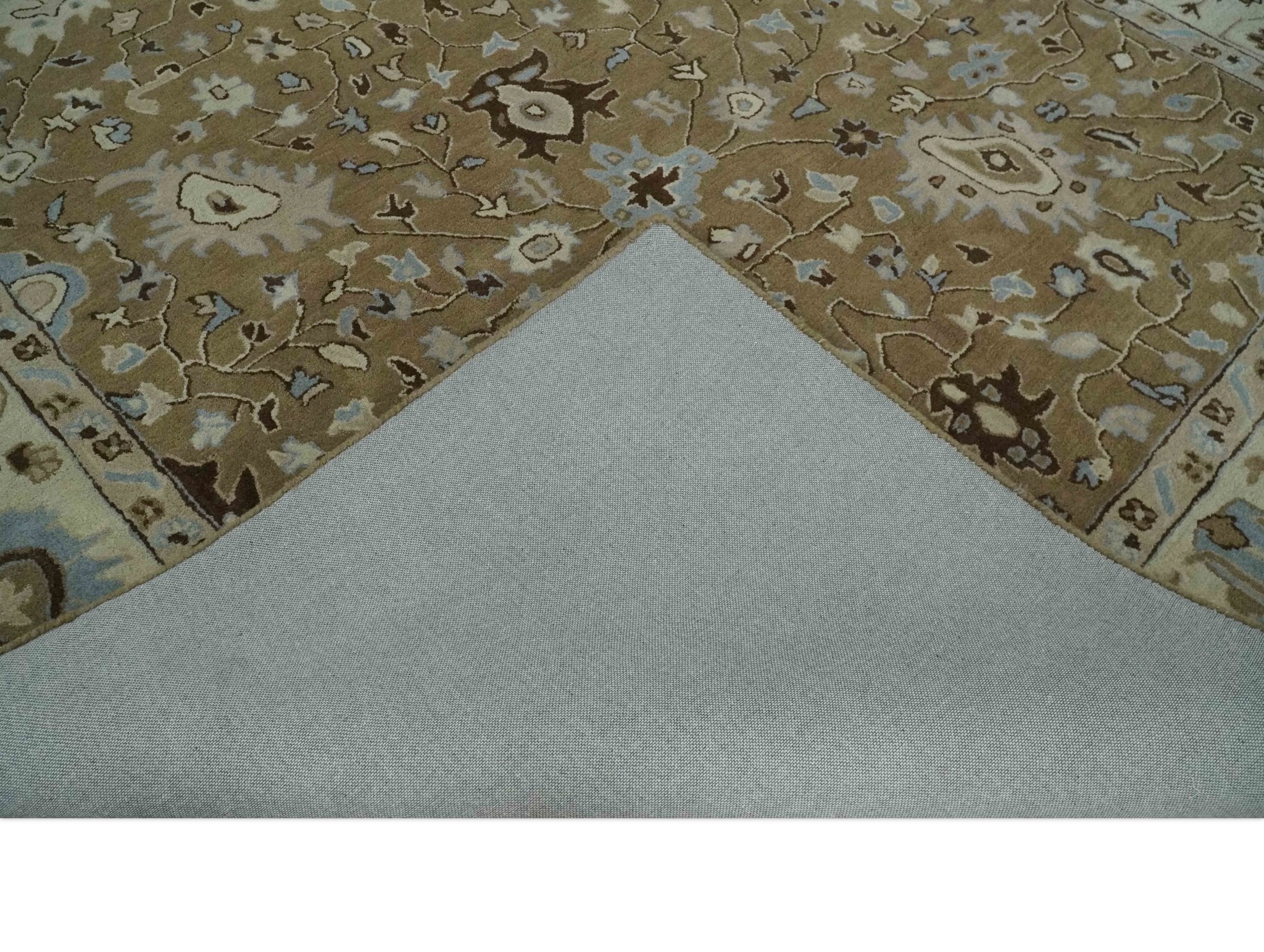 Custom Made Hand Tufted Earthy Camel and Beige Traditional Wool Oushak Rug - The Rug Decor