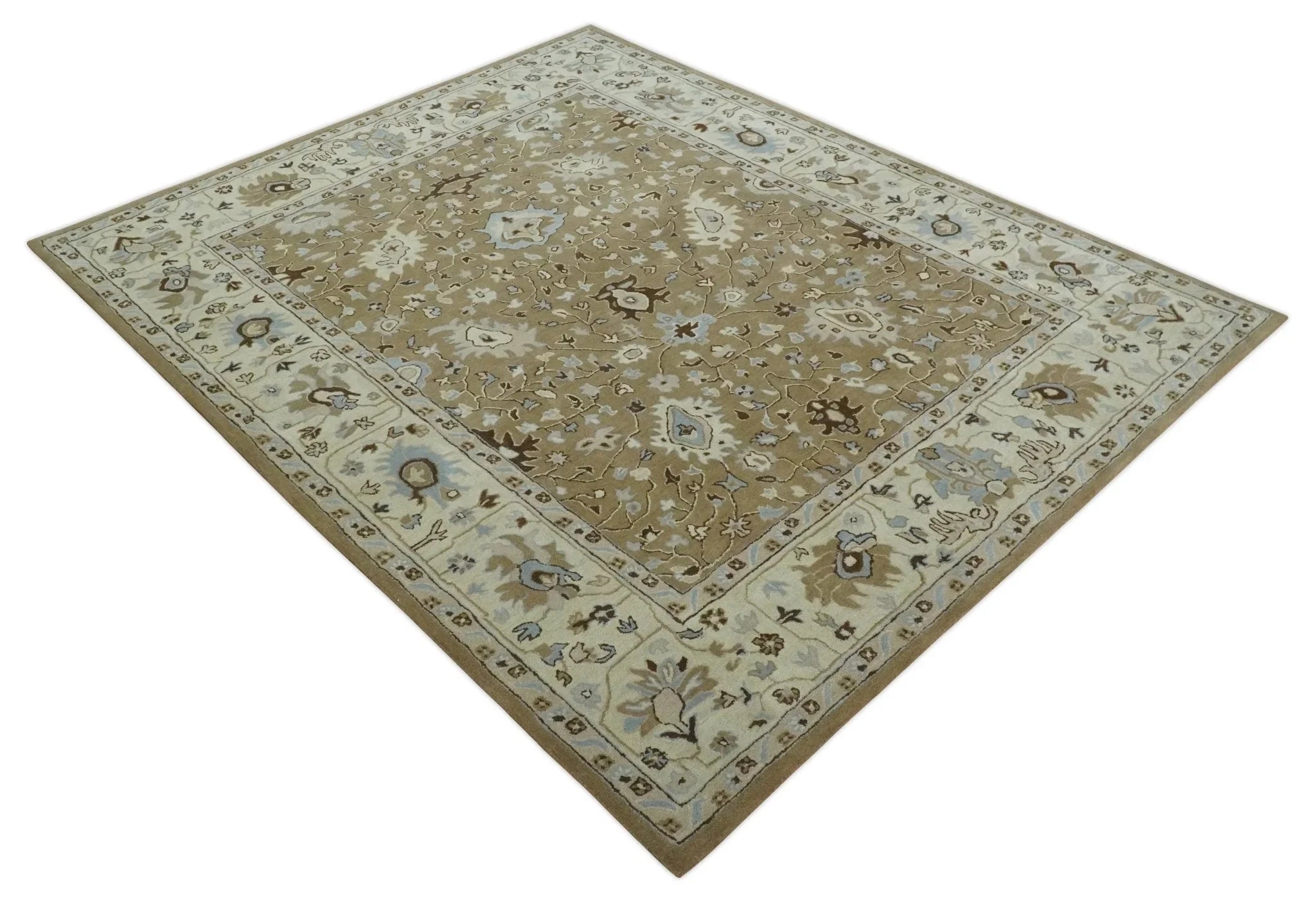 Custom Made Hand Tufted Earthy Camel and Beige Traditional Wool Oushak Rug - The Rug Decor