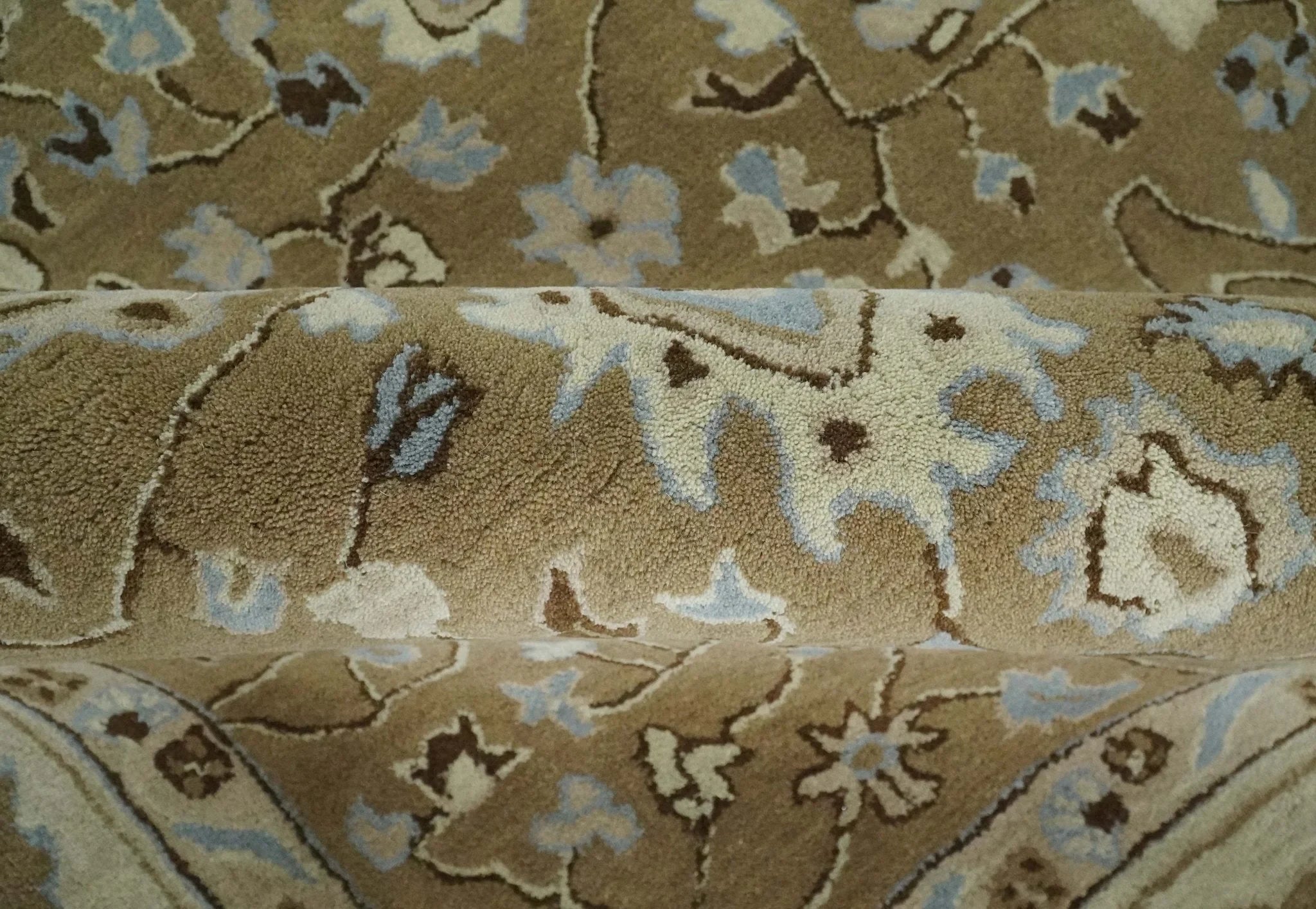 Custom Made Hand Tufted Earthy Camel and Beige Traditional Wool Oushak Rug - The Rug Decor