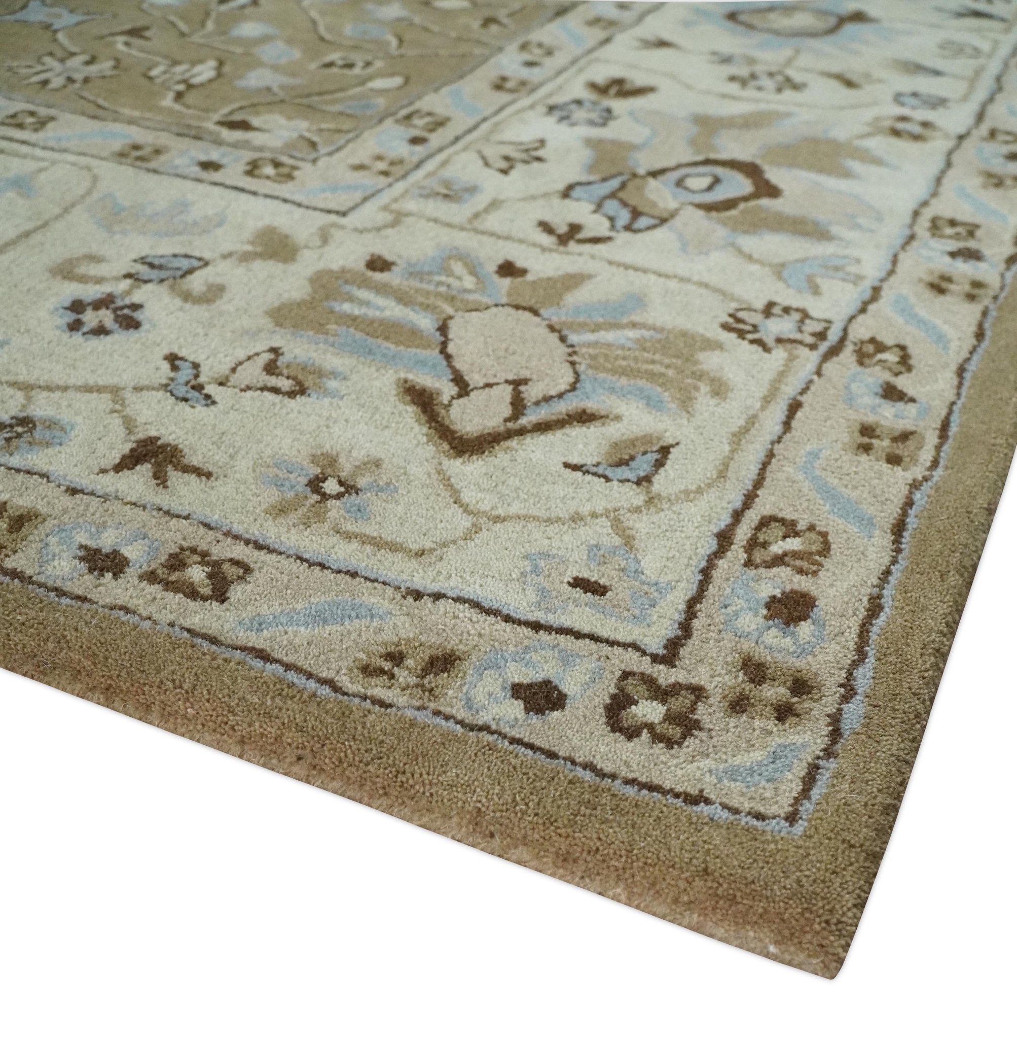 Custom Made Hand Tufted Earthy Camel and Beige Traditional Wool Oushak Rug - The Rug Decor