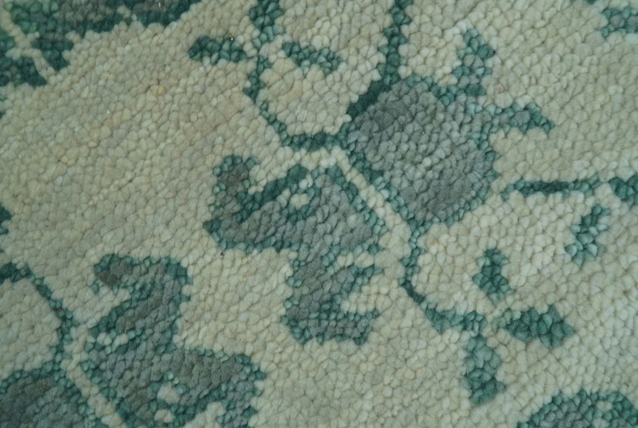 Custom Made Ivory And Gray Turkish Khotan Design Hand Knotted Wool Rug - The Rug Decor