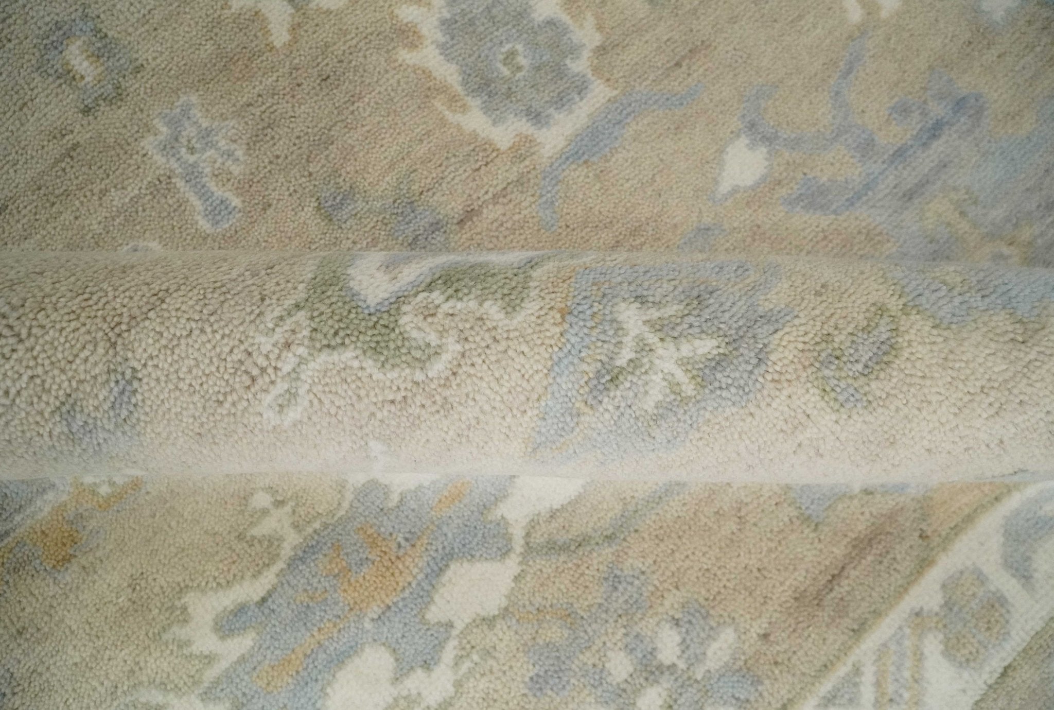 Custom Made Light Peach and Ivory Hand Knotted Traditional Oushak Wool Area Rug - The Rug Decor