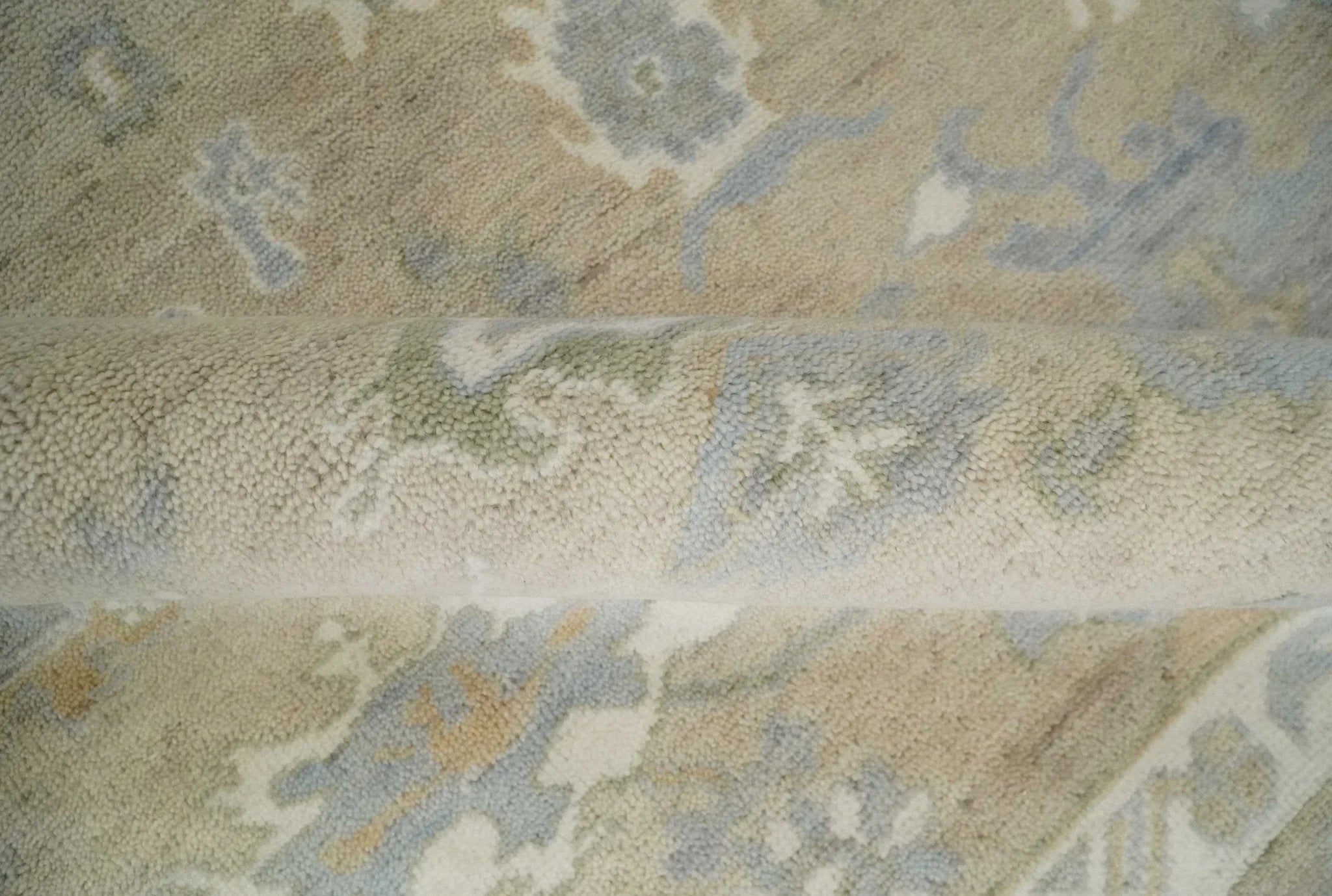 Custom Made Light Peach and Ivory Hand Knotted Traditional Oushak Wool Area Rug - The Rug Decor