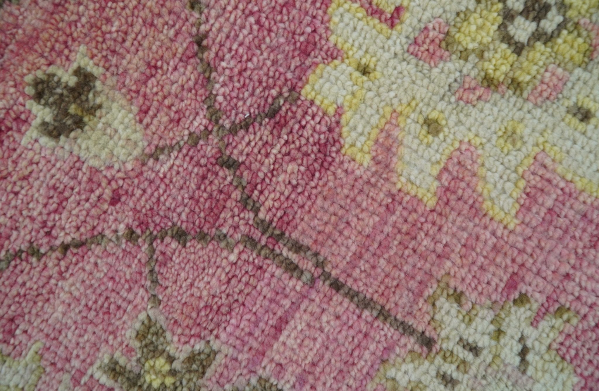 Custom Made Pink and Beige Oushak Hand Knotted Wool Rug