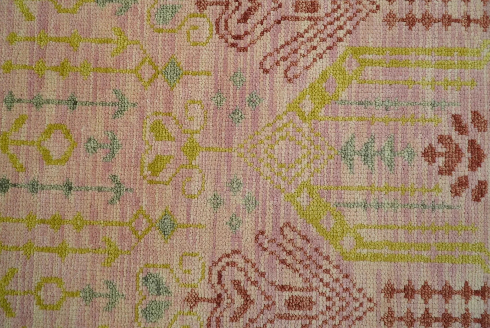 Custom Made Pink And Rust Traditional Design Hand Knotted wool rug - The Mayfair Hall
