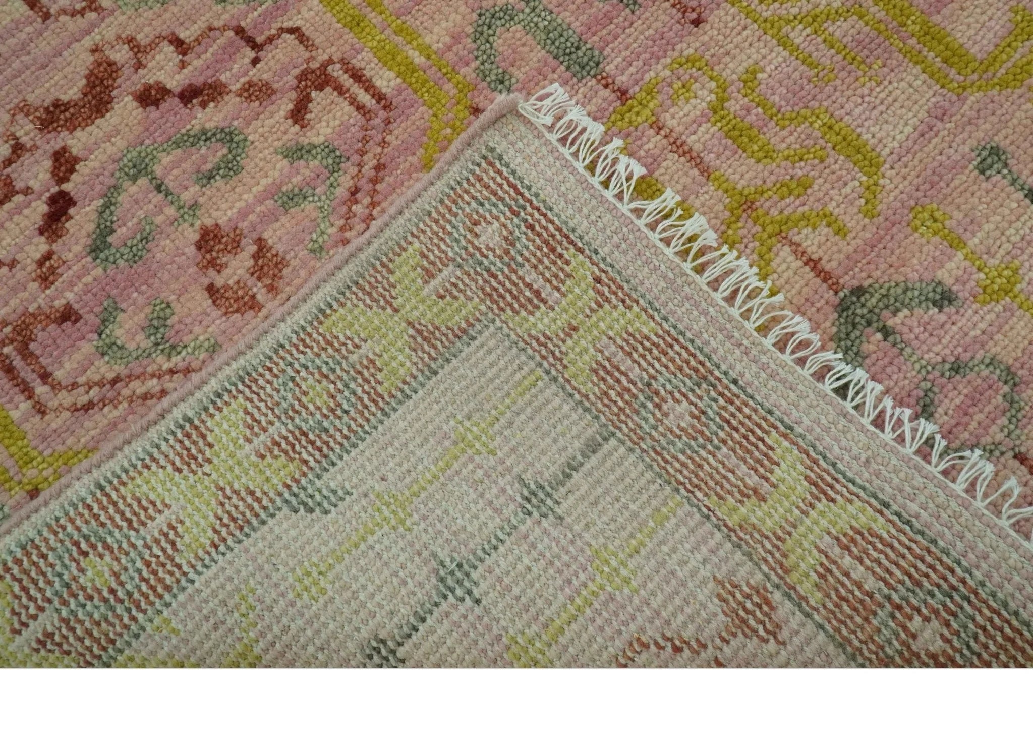 Custom Made Pink And Rust Traditional Design Hand Knotted wool rug - The Rug Decor