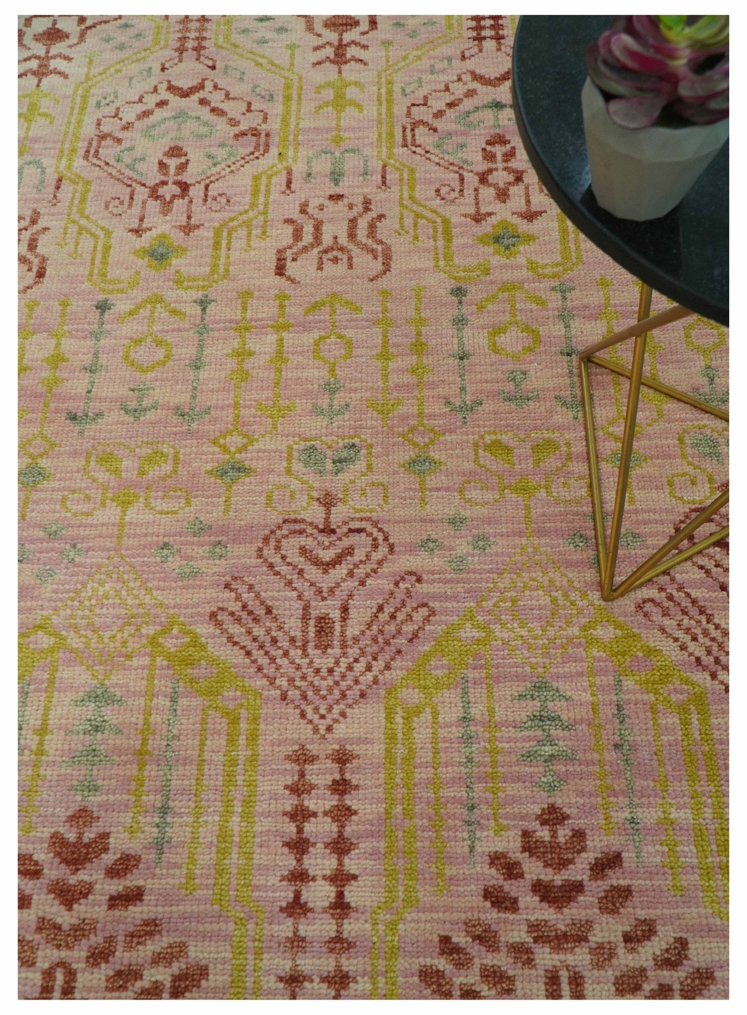 Custom Made Pink And Rust Traditional Design Hand Knotted wool rug - The Rug Decor