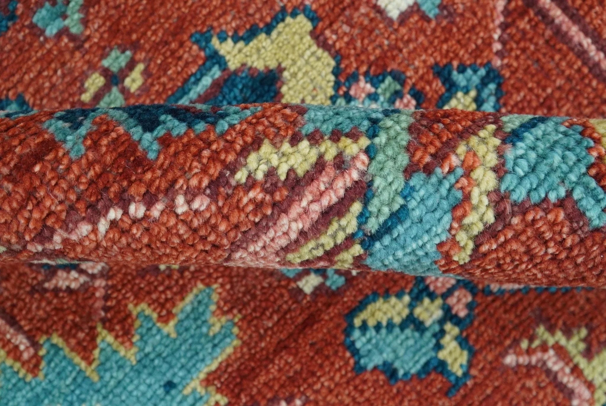 Custom Made Red And Blue Traditional Hand Knotted Wool Rug - The Rug Decor