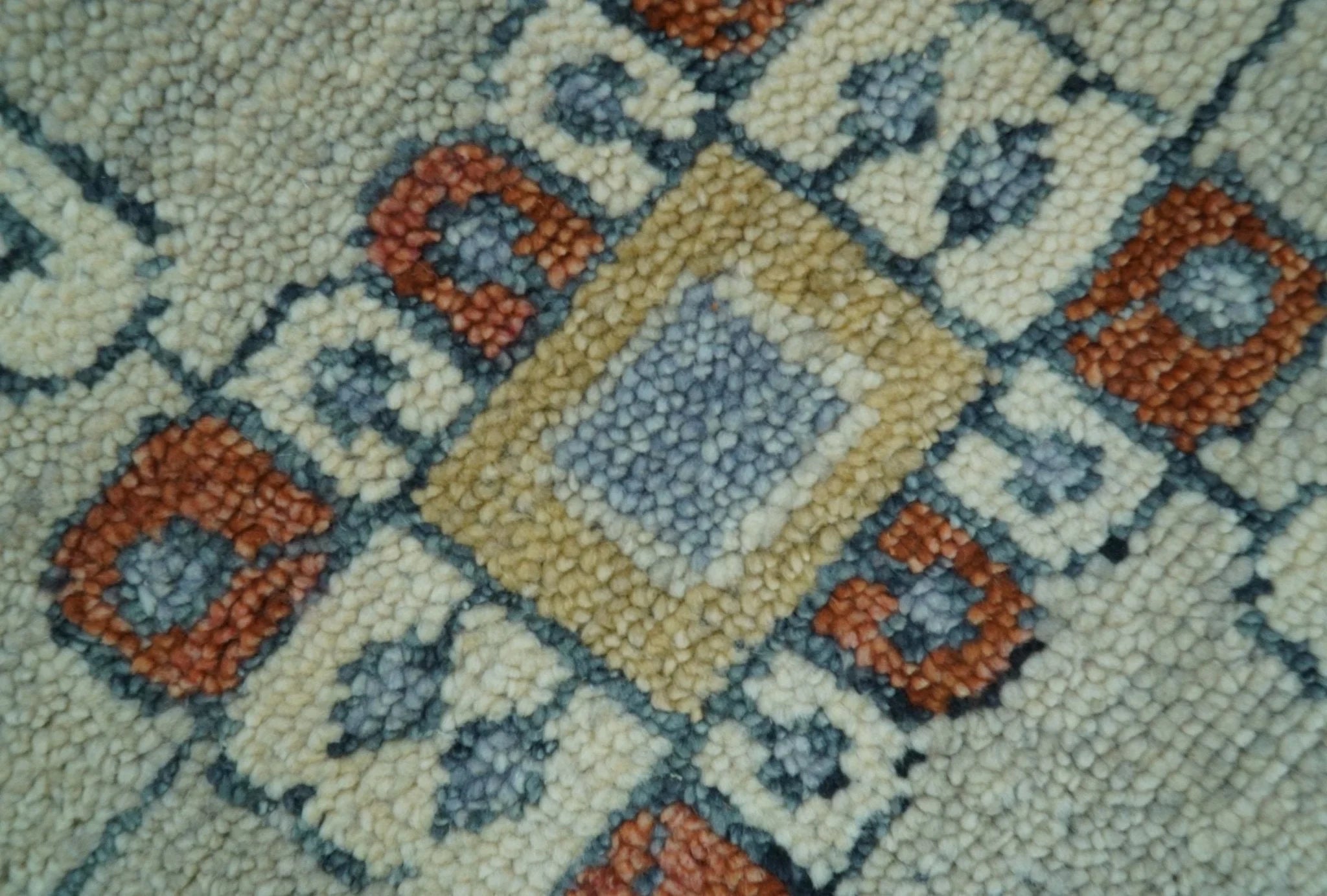 Custom Made Rust And Blue Traditional Serapi Design Hand Knotted Wool Rug - The Rug Decor